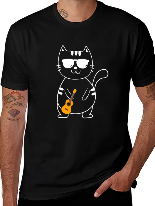 Cool Cat Ukulele Graphic T-Shirt