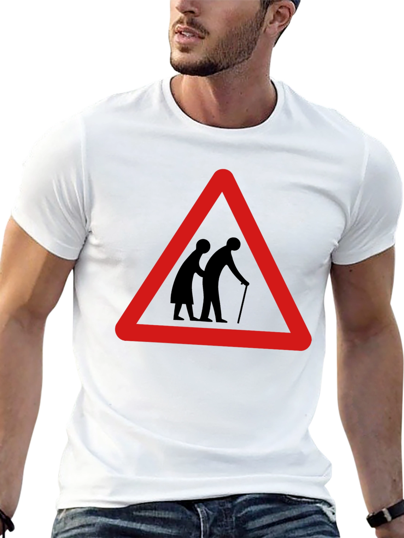Funny Slow Elderly Sign Black T-Shirt