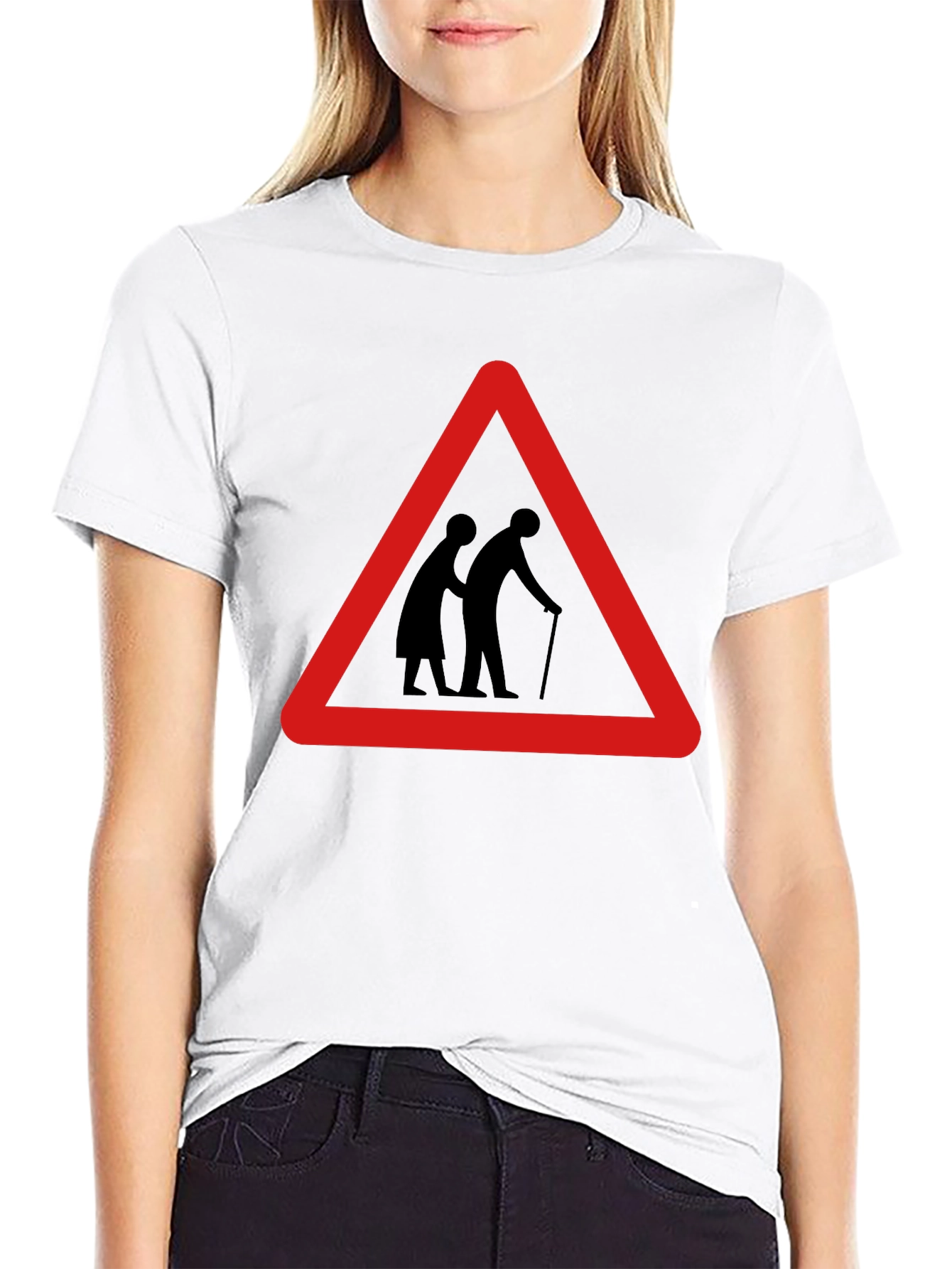 Funny Slow Elderly Sign Black T-Shirt