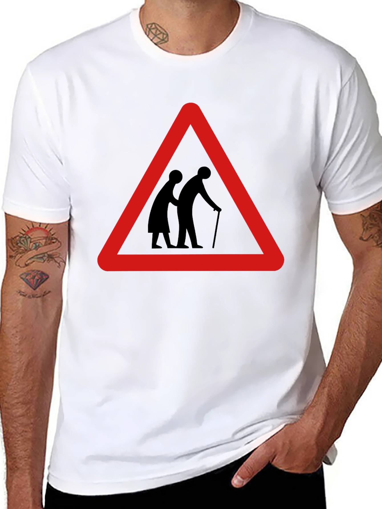 Funny Slow Elderly Sign Black T-Shirt