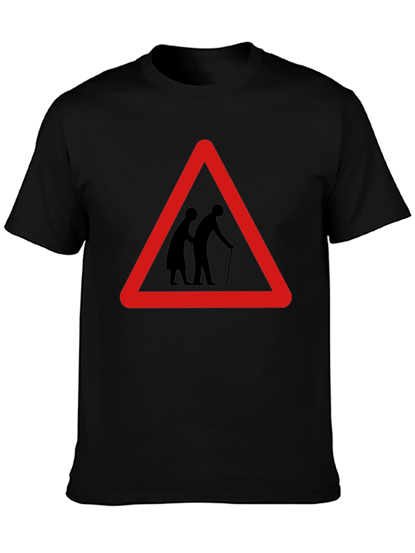 Funny Slow Elderly Sign Black T-Shirt