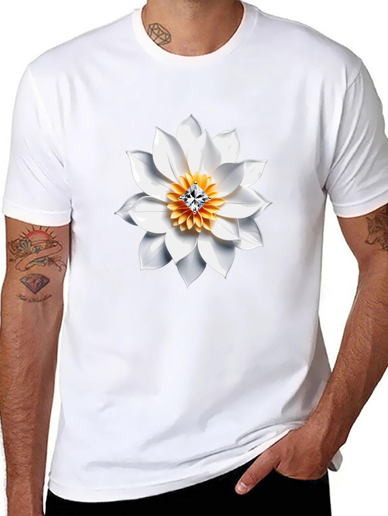 Floral Jewel Tee - Modern Mens Graphic T-Shirt