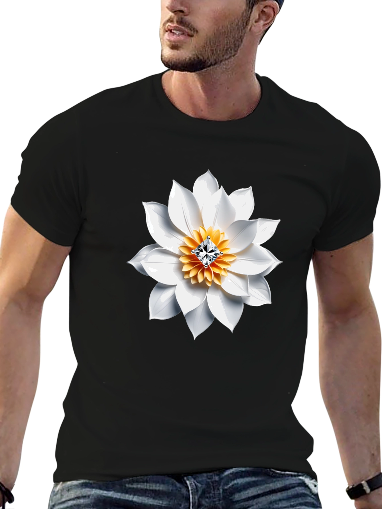Floral Jewel Tee - Modern Mens Graphic T-Shirt