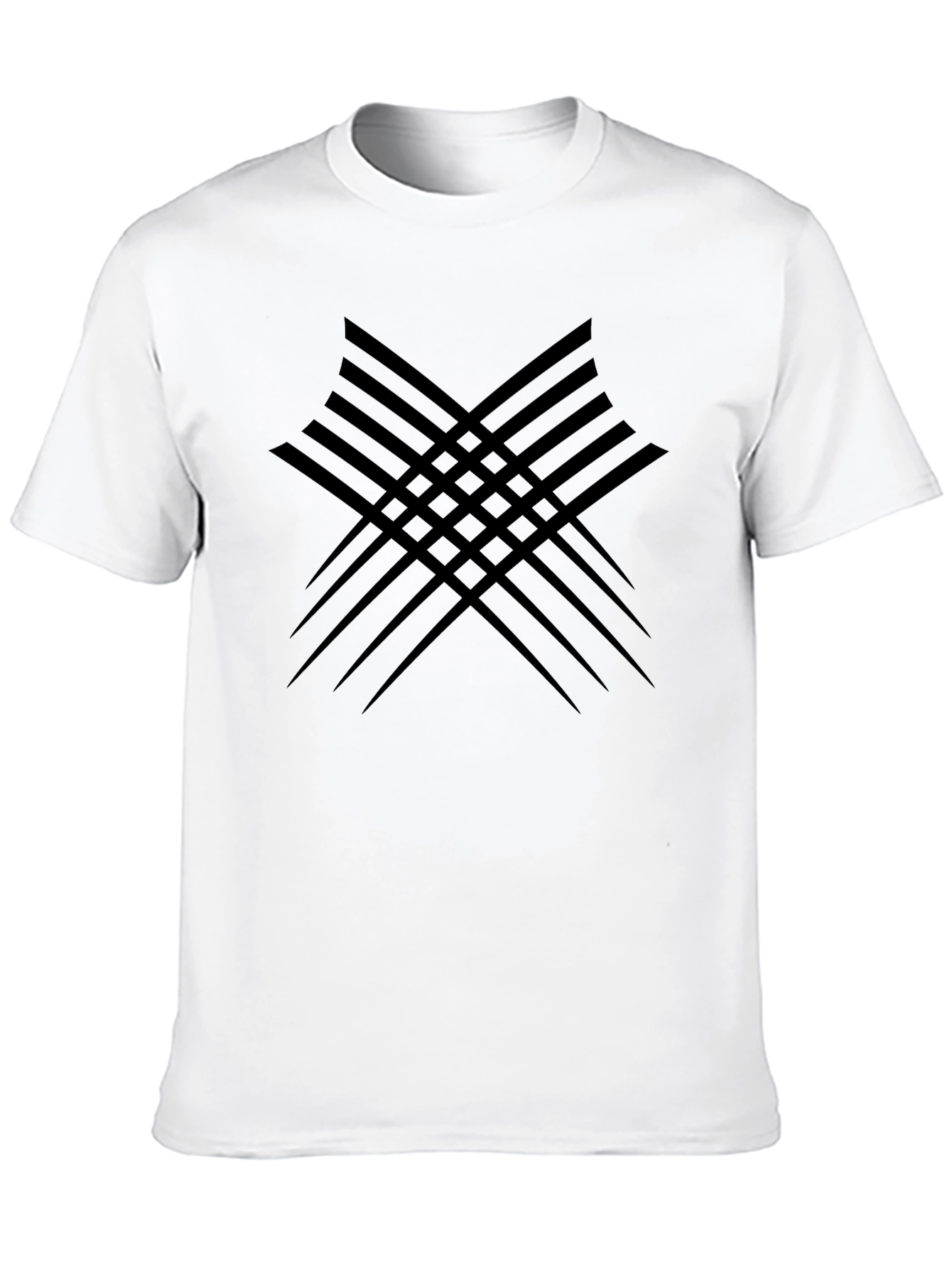 Abstract Line Pattern Black T-Shirt