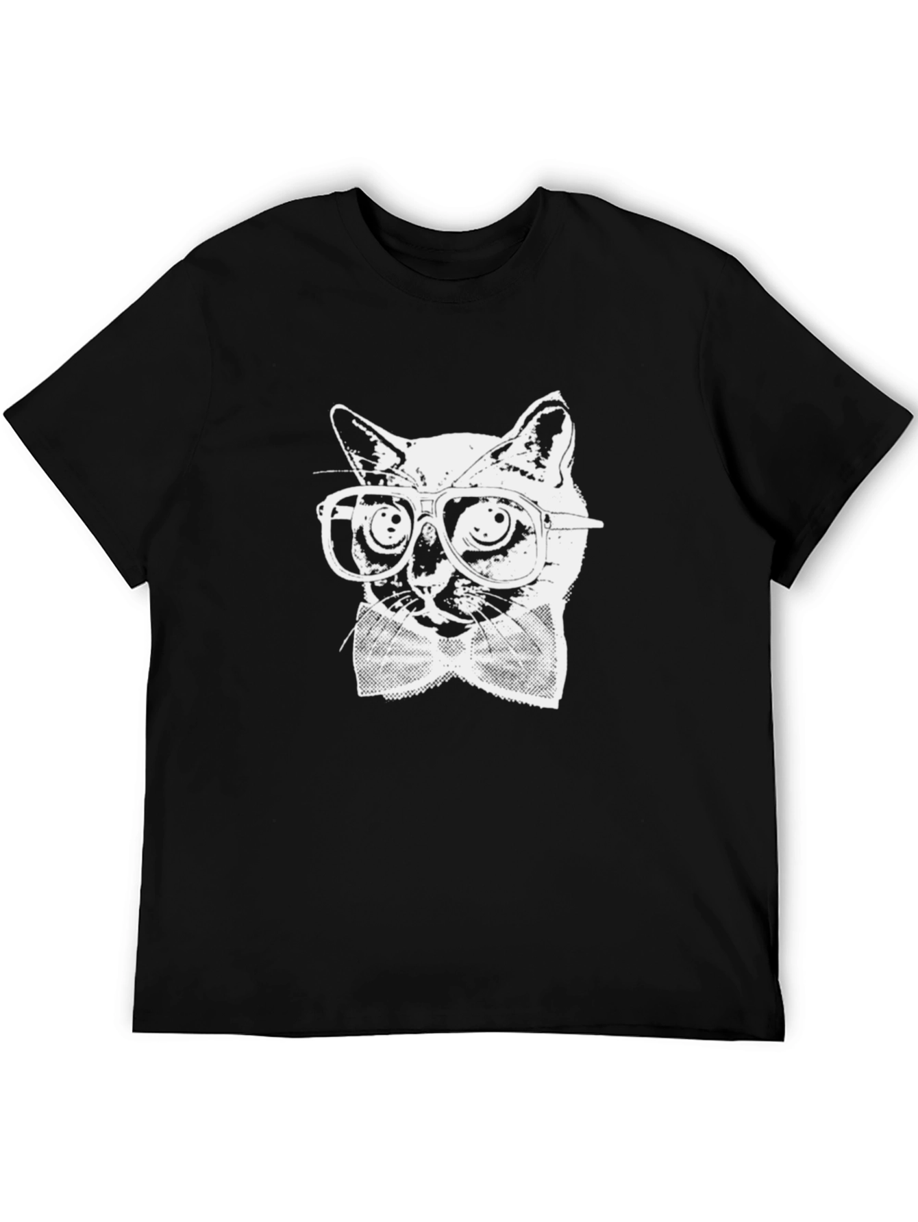 Cool Cat with Glasses Black T-Shirt