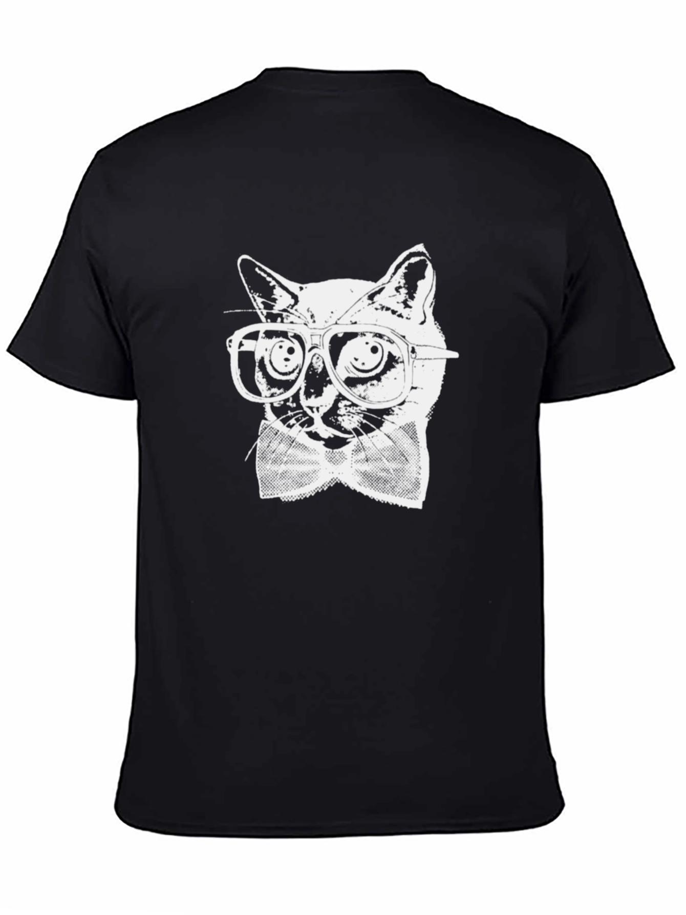 Cool Cat with Glasses Black T-Shirt