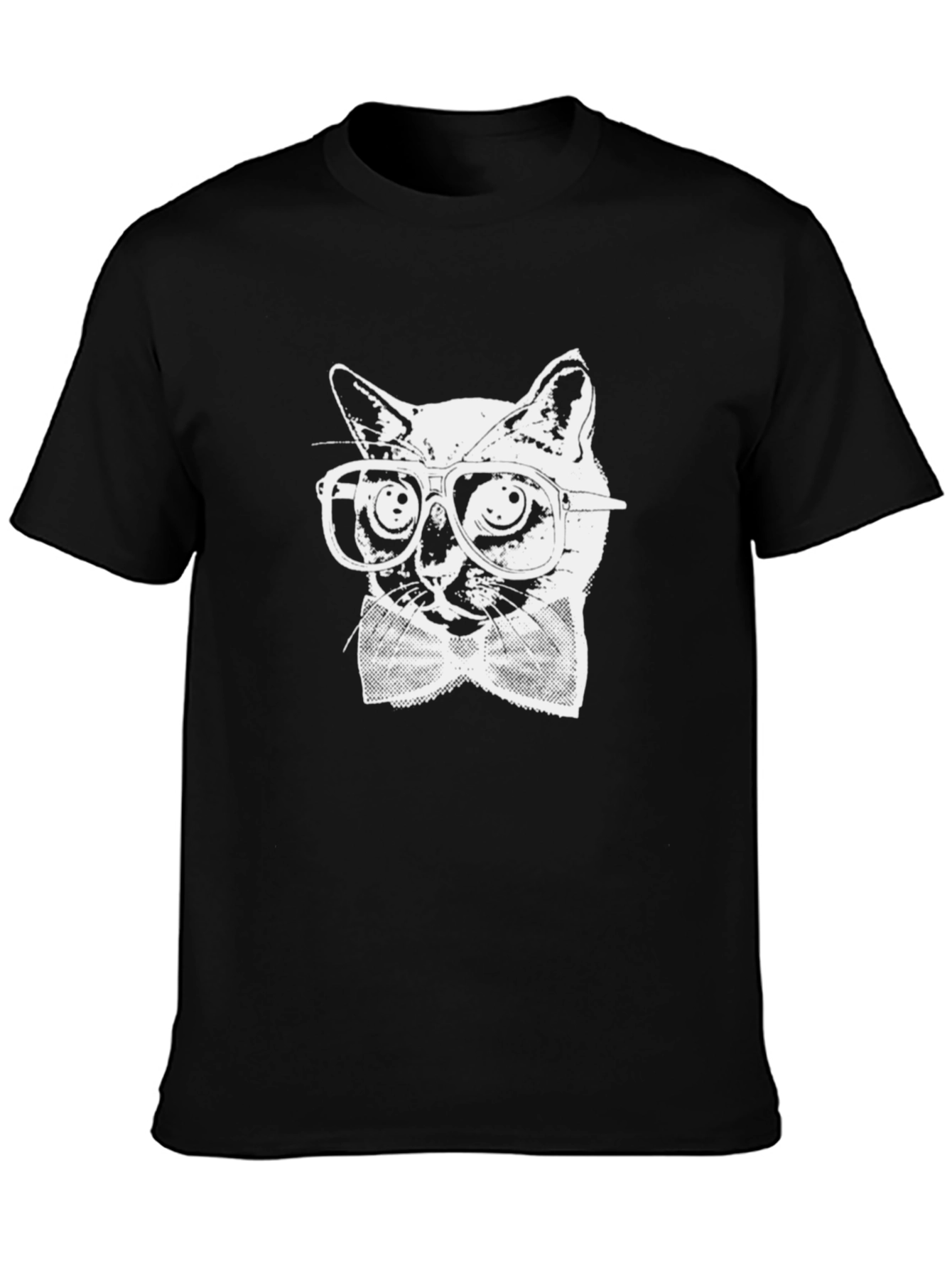 Cool Cat with Glasses Black T-Shirt