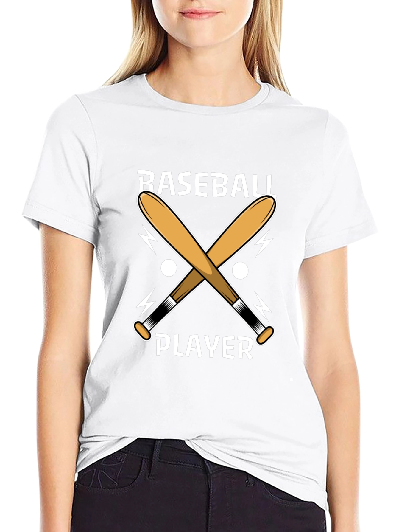 Baseball Player T-Shirt - Crossed Bats Design