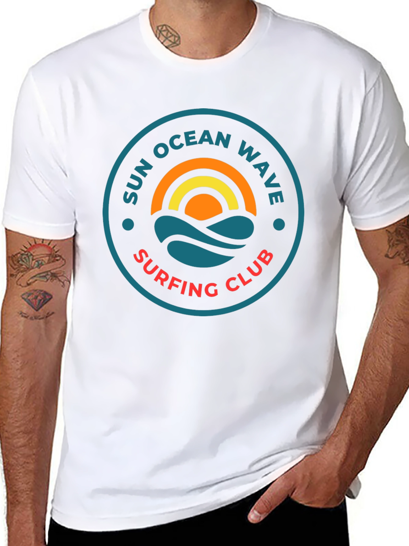 Sun Ocean Wave Surfing Club Graphic T-Shirt