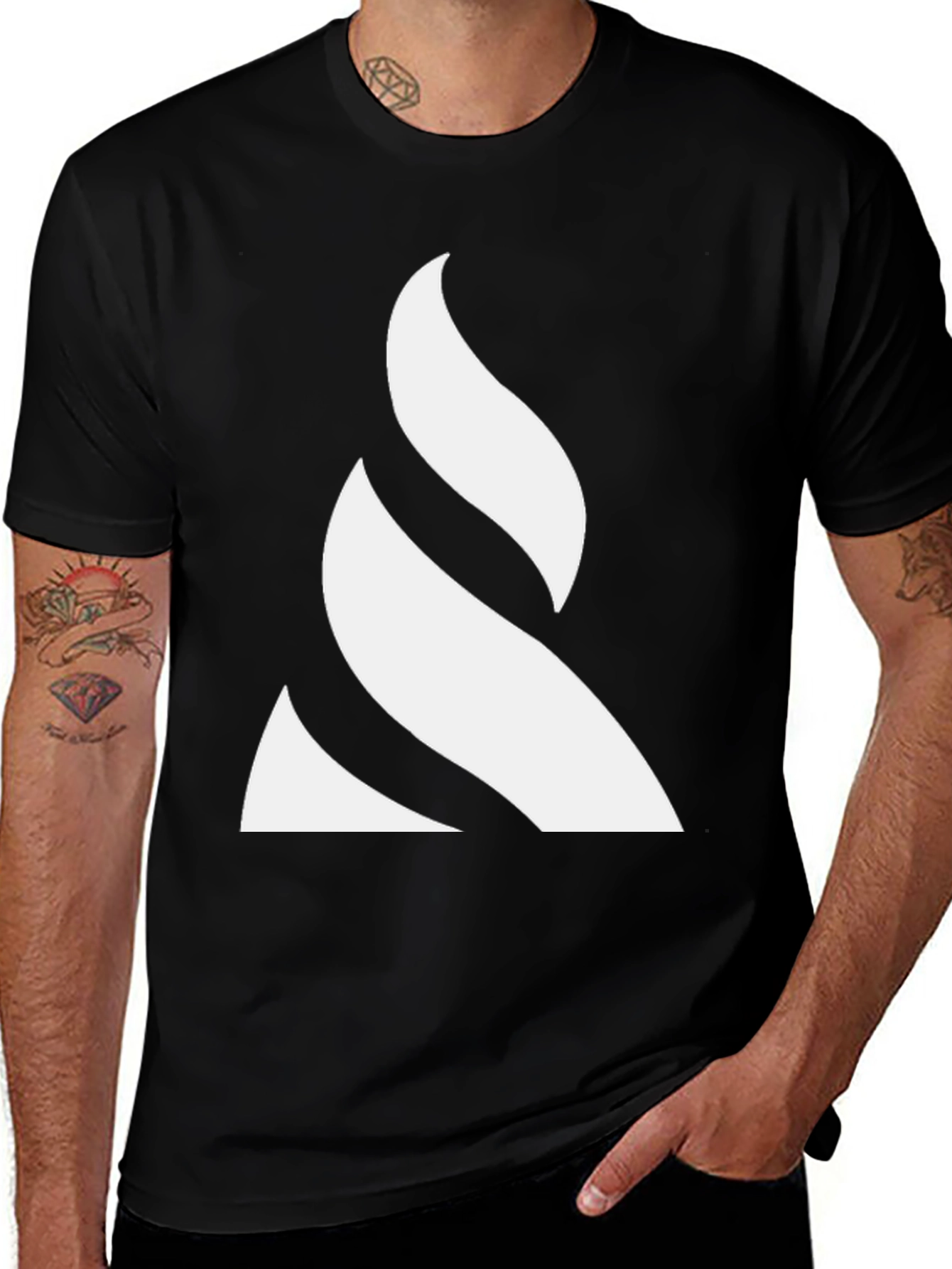 Modern Graphic Tee - Black with White Abstract Design