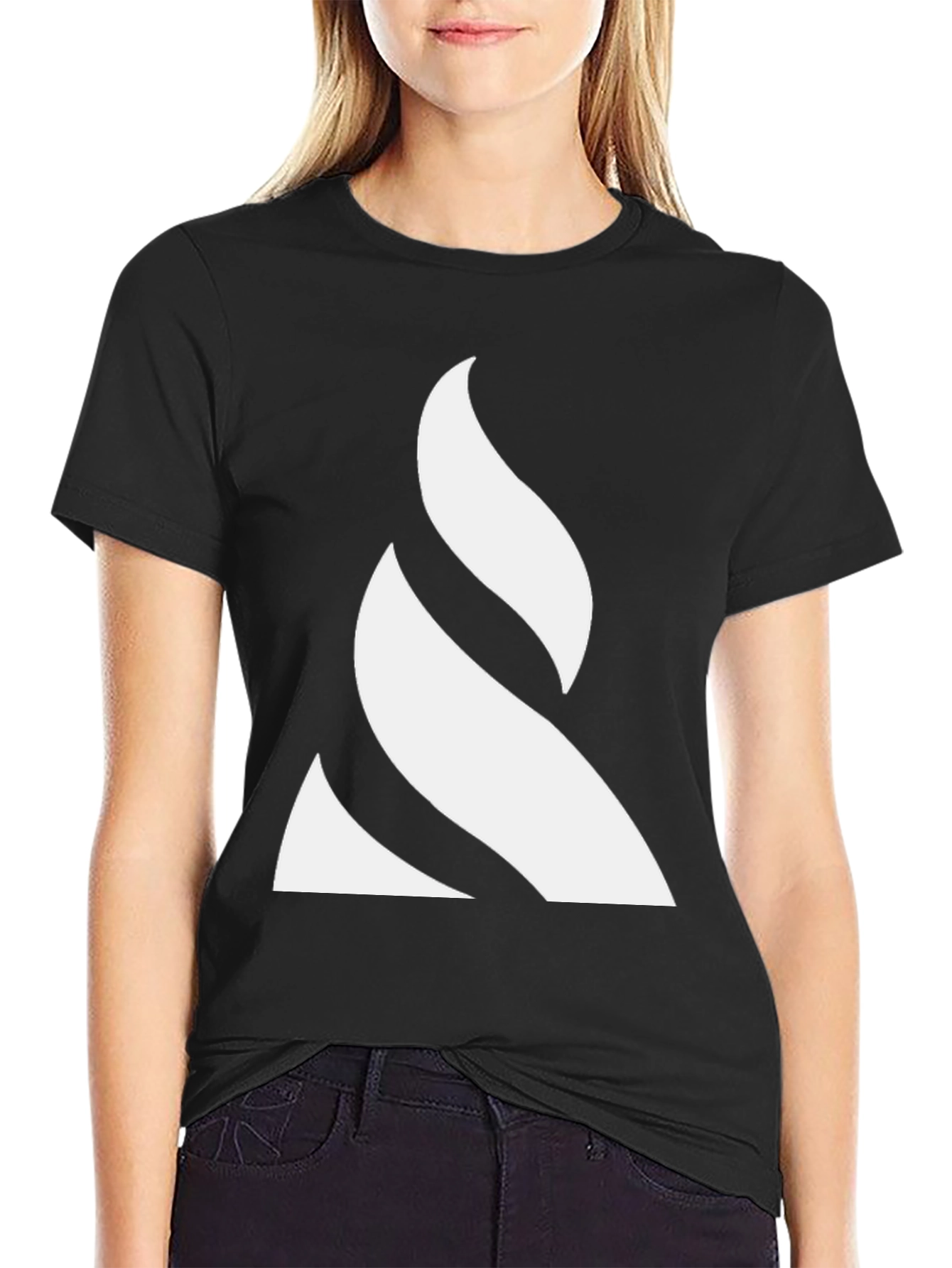 Modern Graphic Tee - Black with White Abstract Design