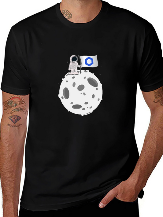 Astronaut Flag Moon Black T-Shirt