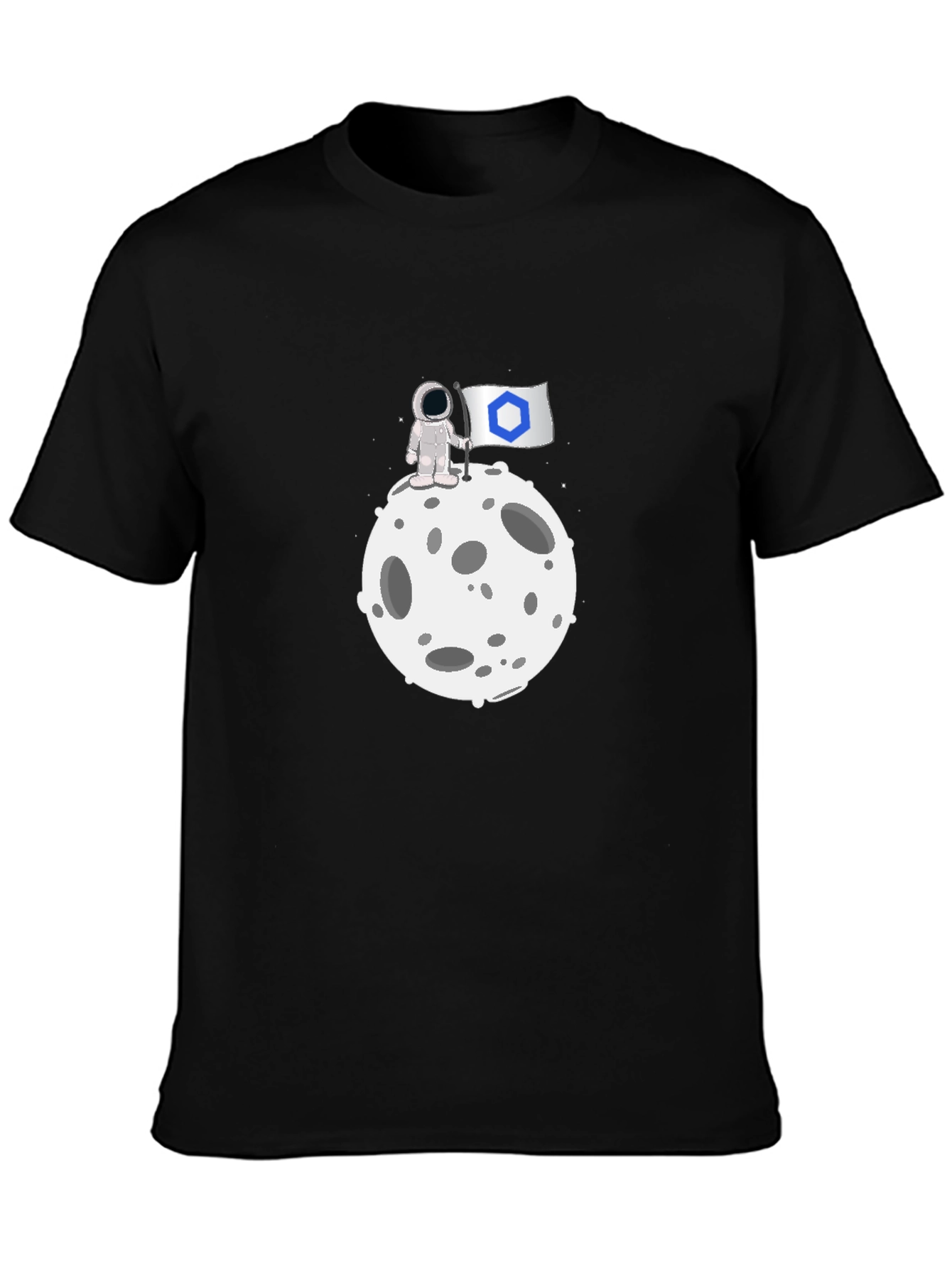 Astronaut Flag Moon Black T-Shirt