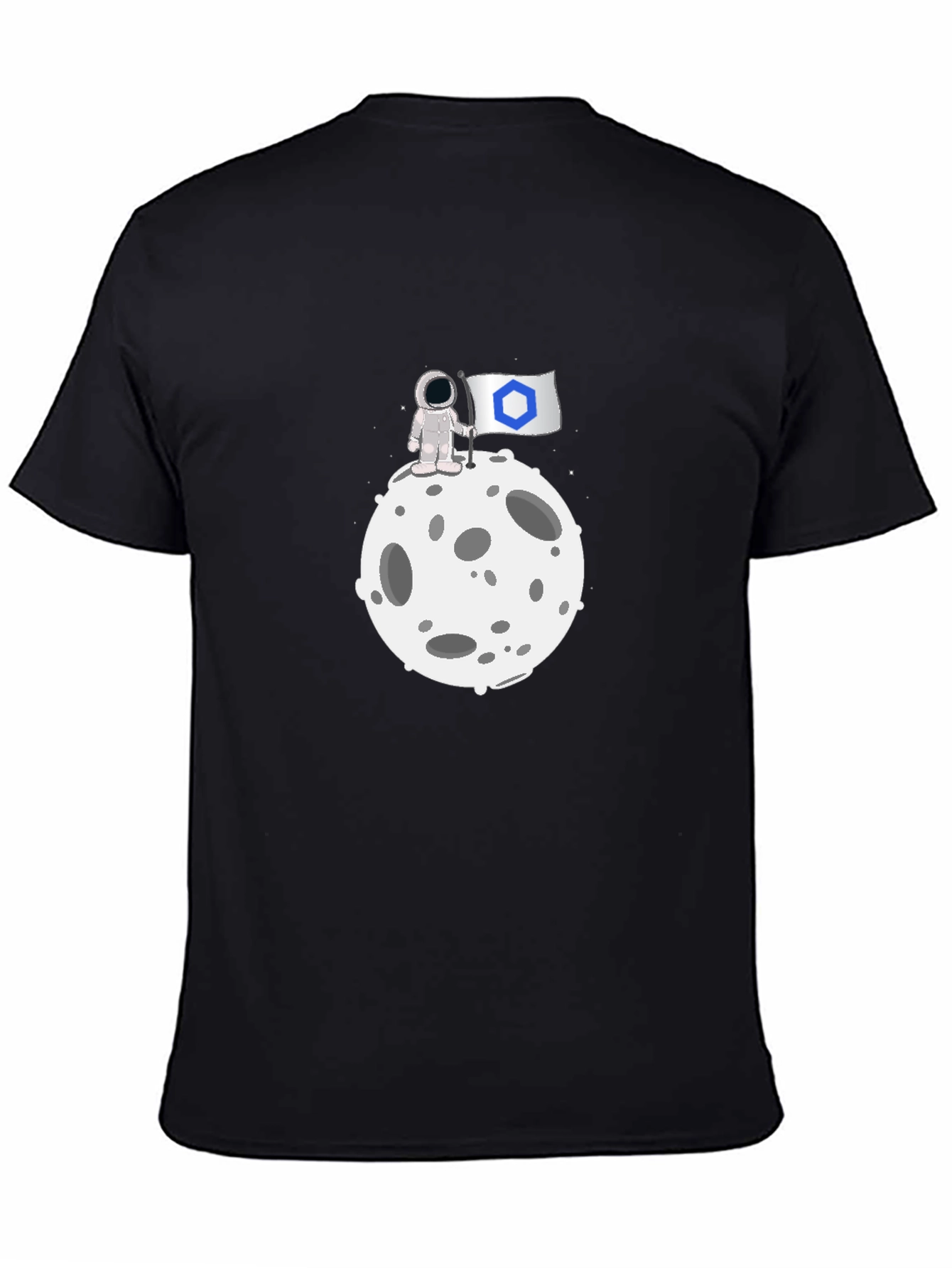 Astronaut Flag Moon Black T-Shirt