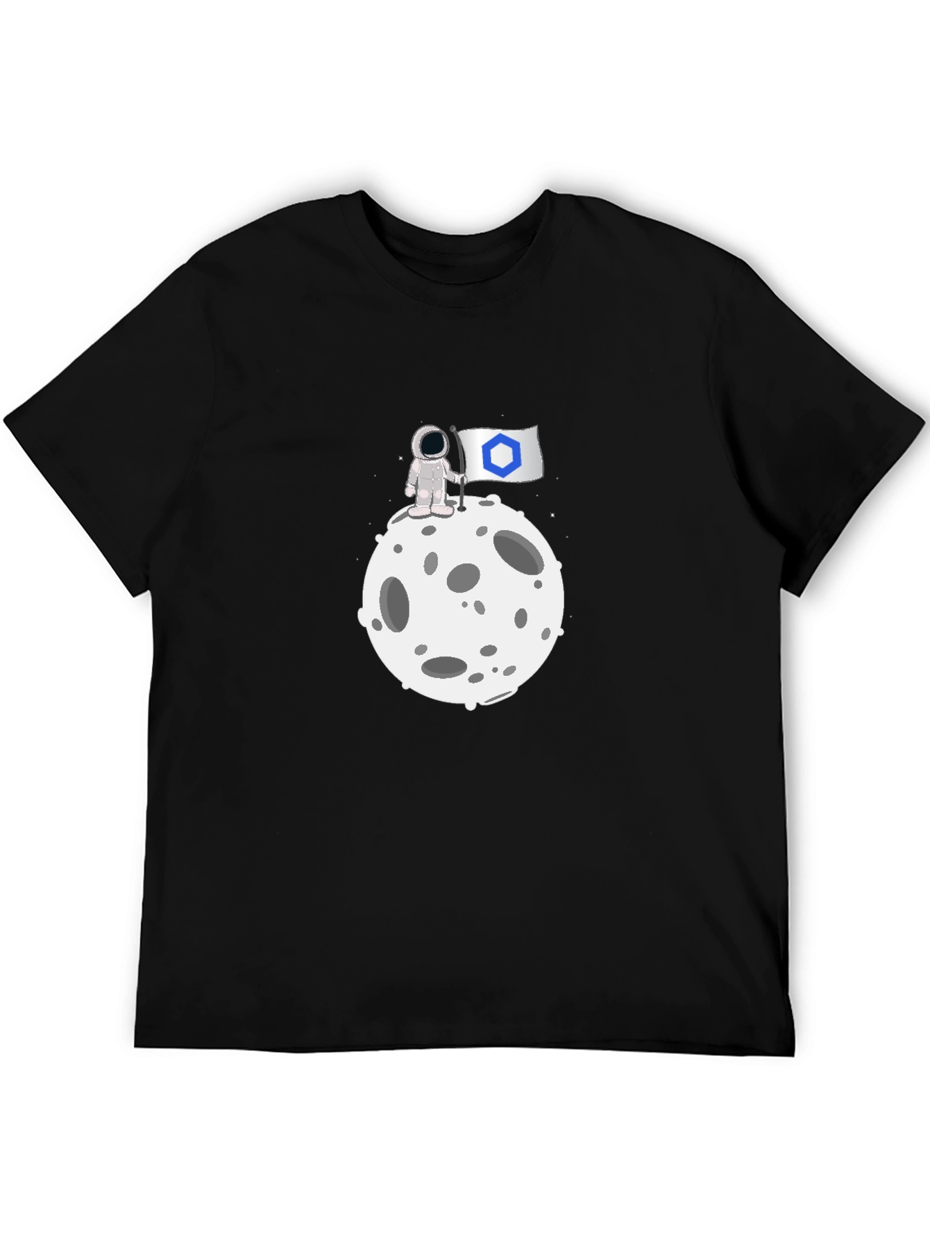 Astronaut Flag Moon Black T-Shirt