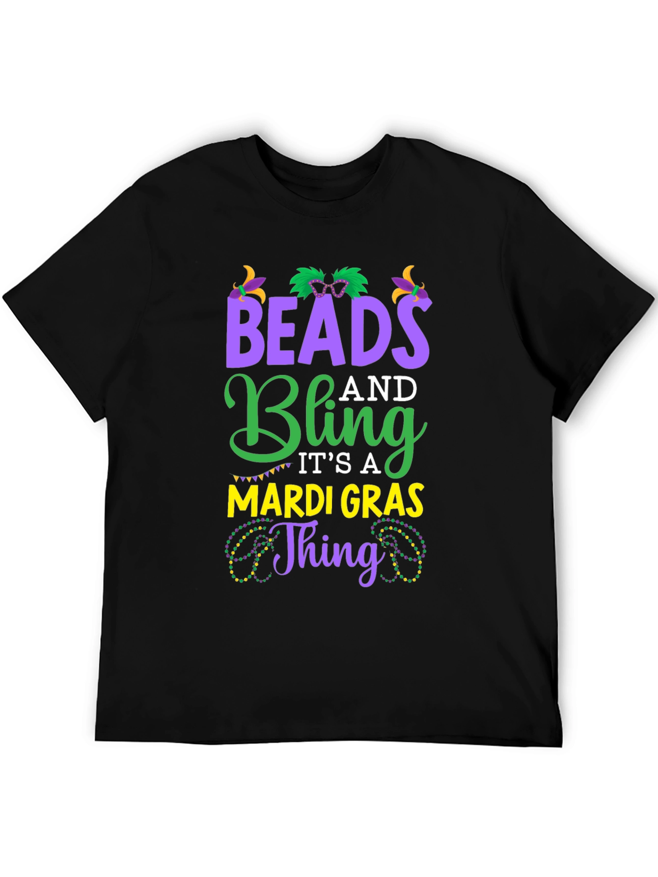 Mardi Gras Beads and Bling Graphic Tee