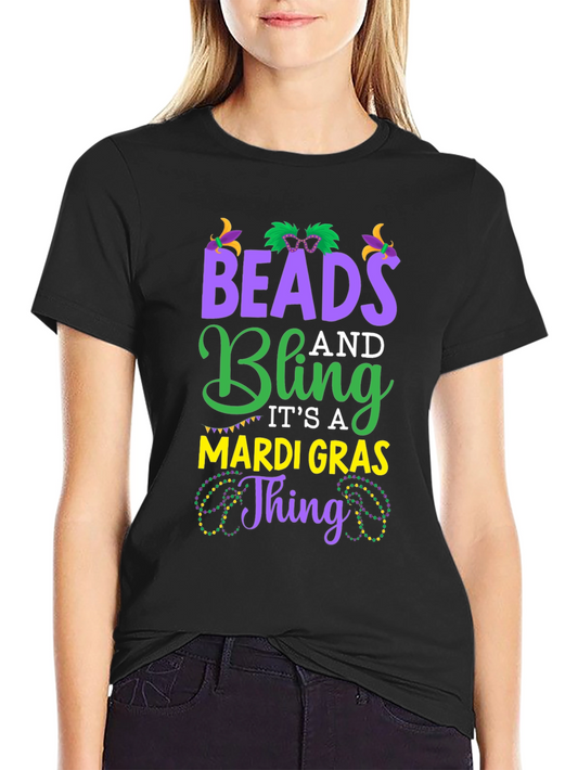 Mardi Gras Beads and Bling Graphic Tee