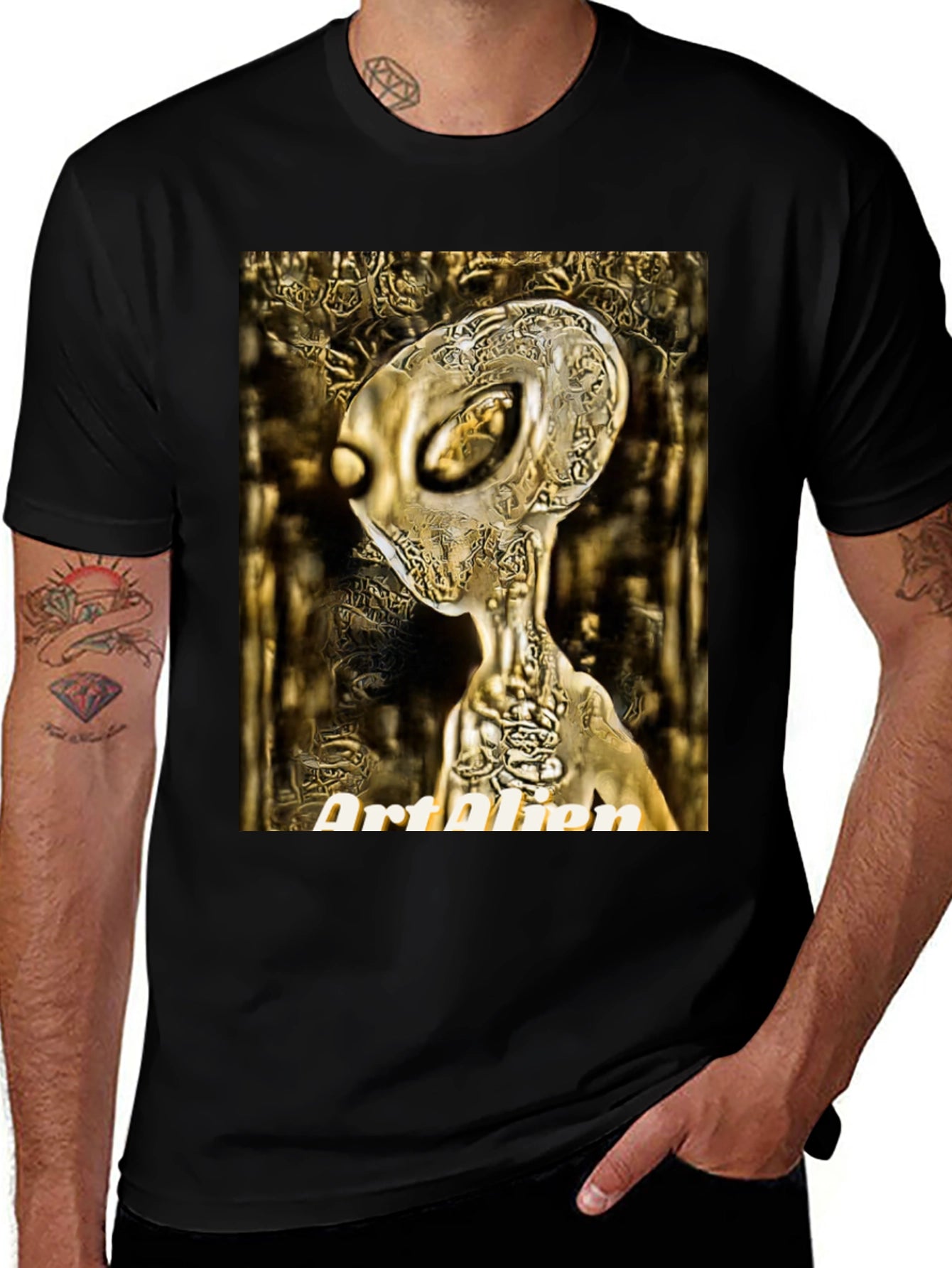 Art Alien Black T-Shirt - Unique Graphic Tee