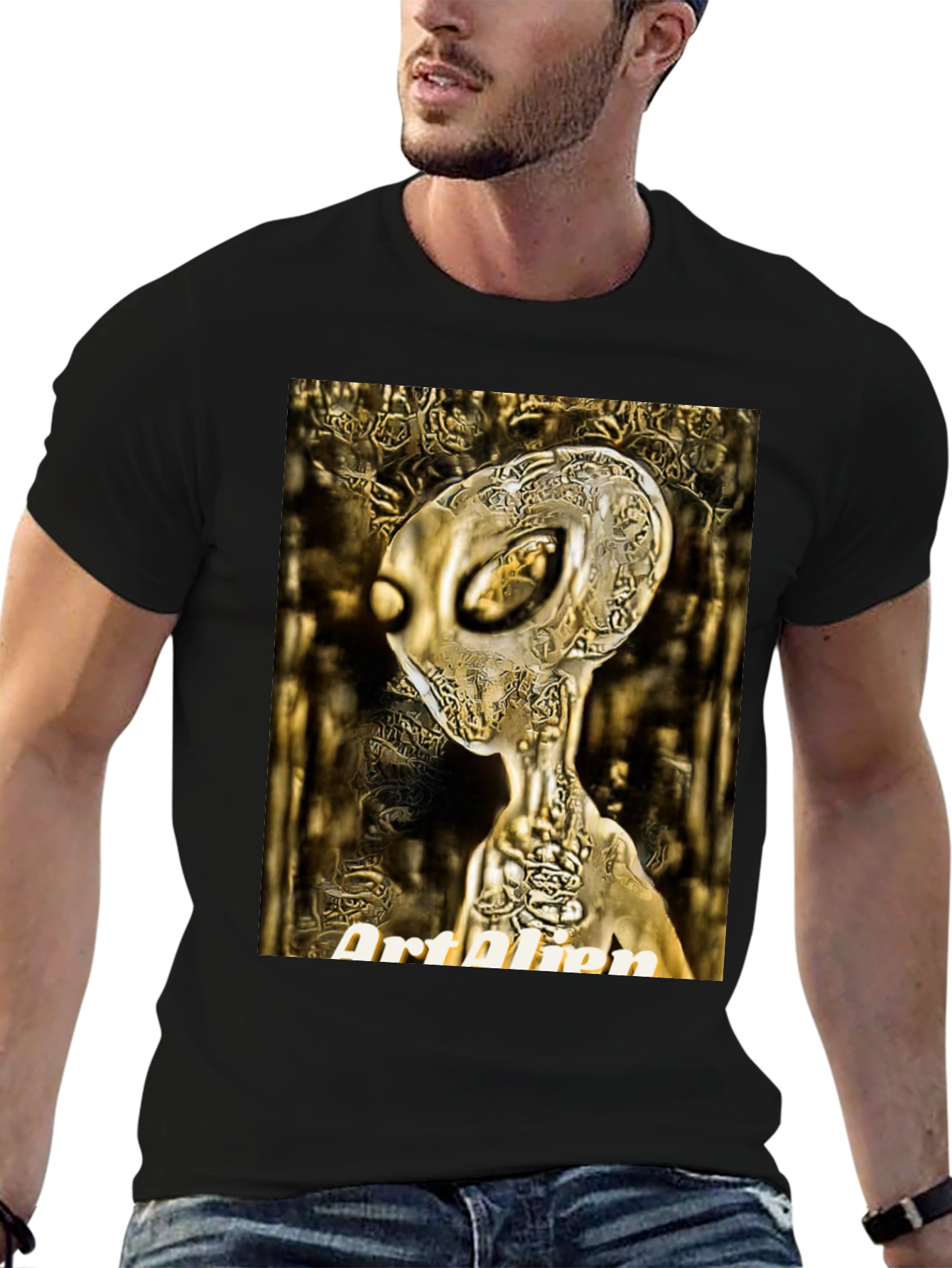 Art Alien Black T-Shirt - Unique Graphic Tee