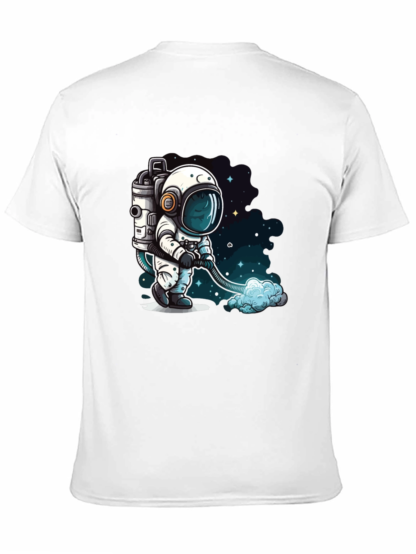Astronaut Vacuuming Space T-Shirt - Black