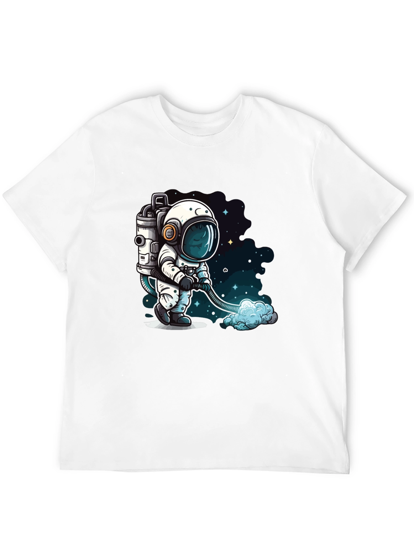 Astronaut Vacuuming Space T-Shirt - Black