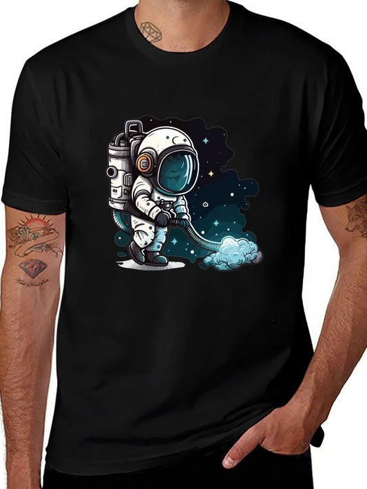 Astronaut Vacuuming Space T-Shirt - Black