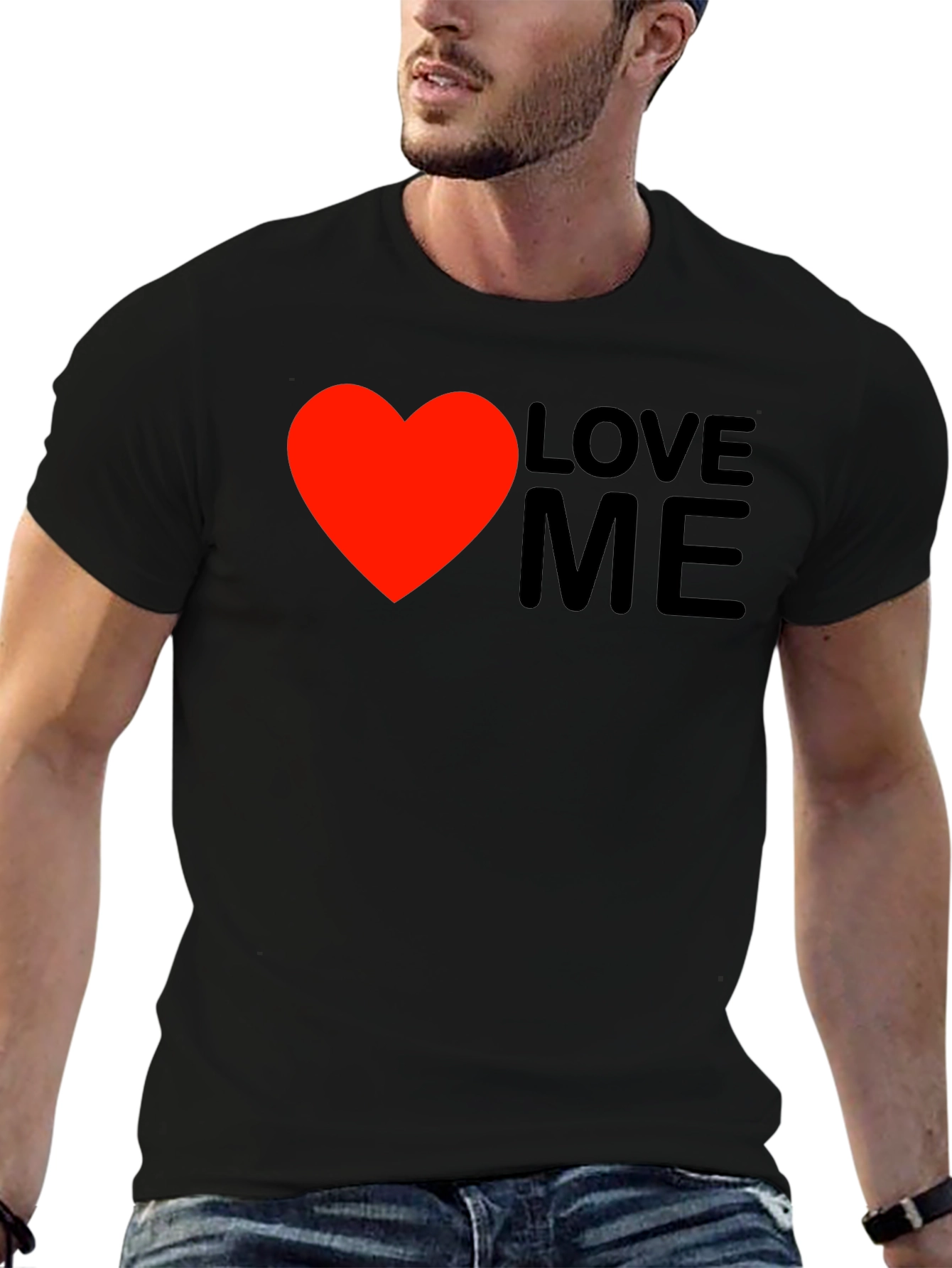 Love Me Graphic Tee - Black Cotton Casual Wear