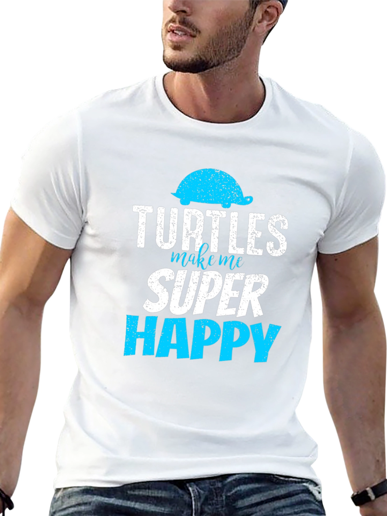 Turtles Make Me Super Happy Black Graphic T-Shirt