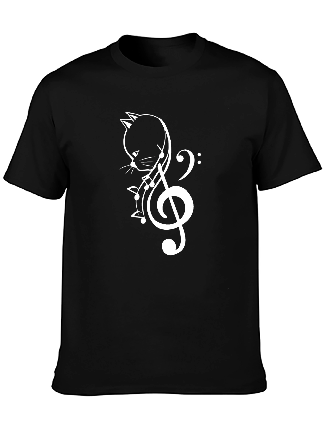 Music Cat Graphic Tee - Black