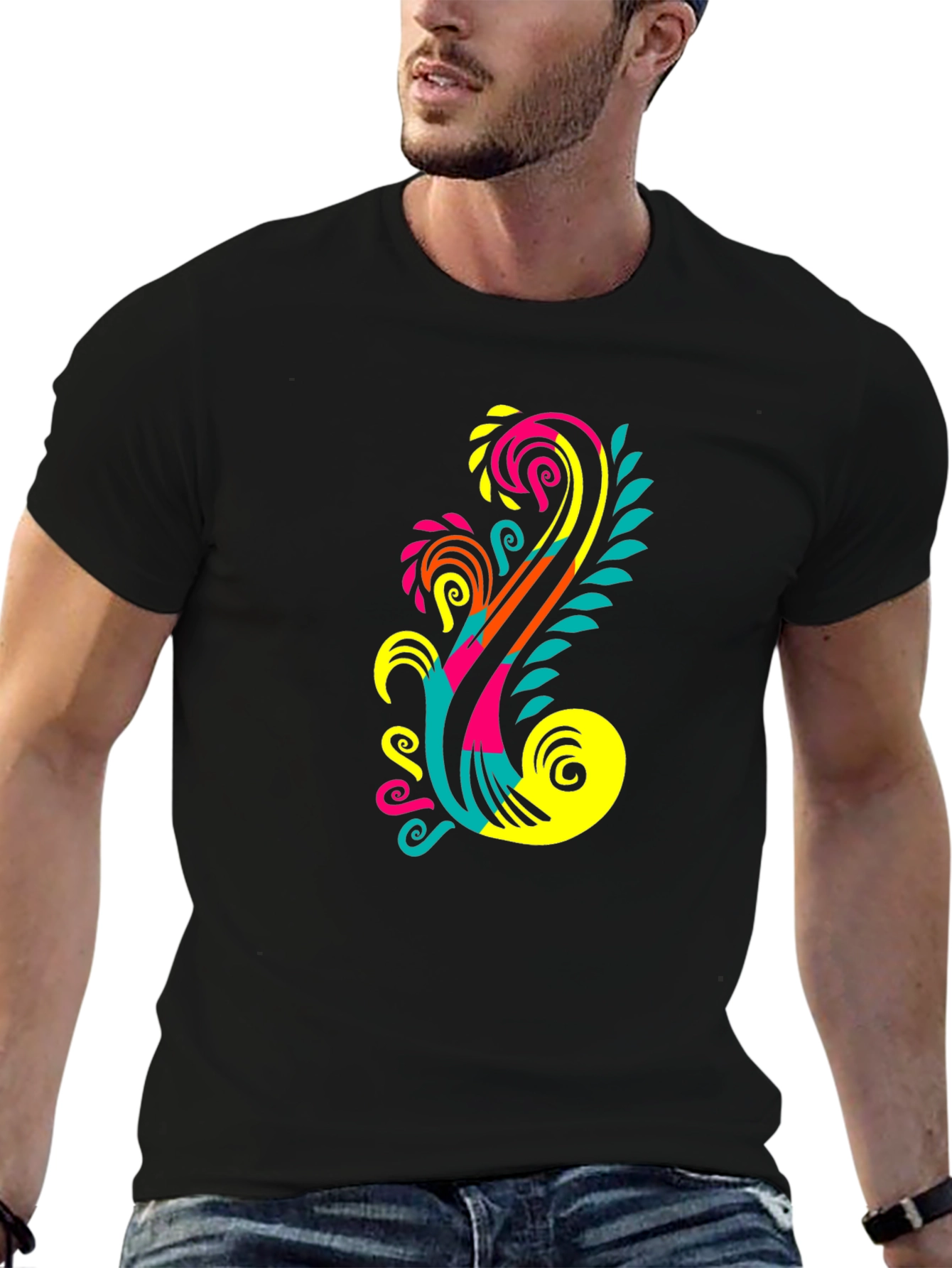 Bold Graphic Print Black T-Shirt
