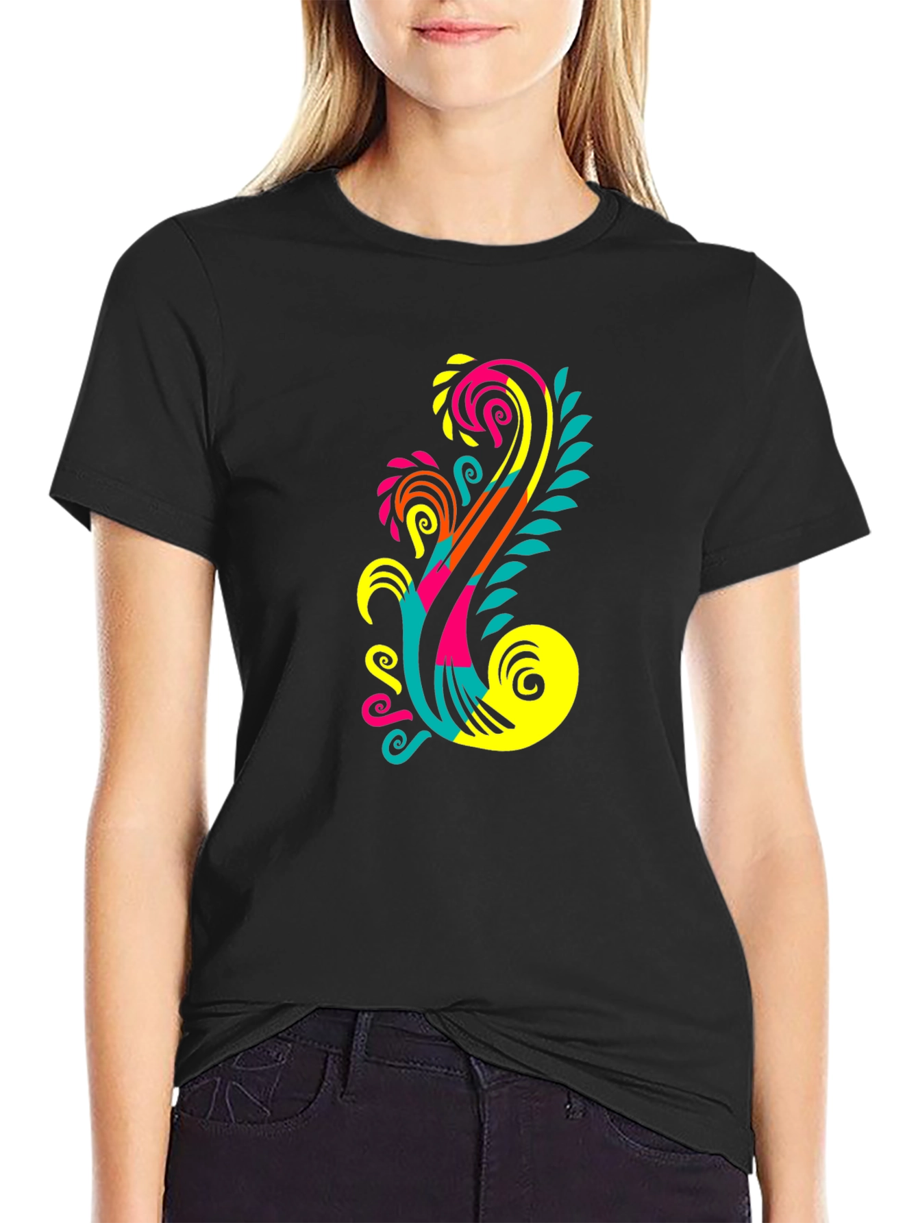 Bold Graphic Print Black T-Shirt