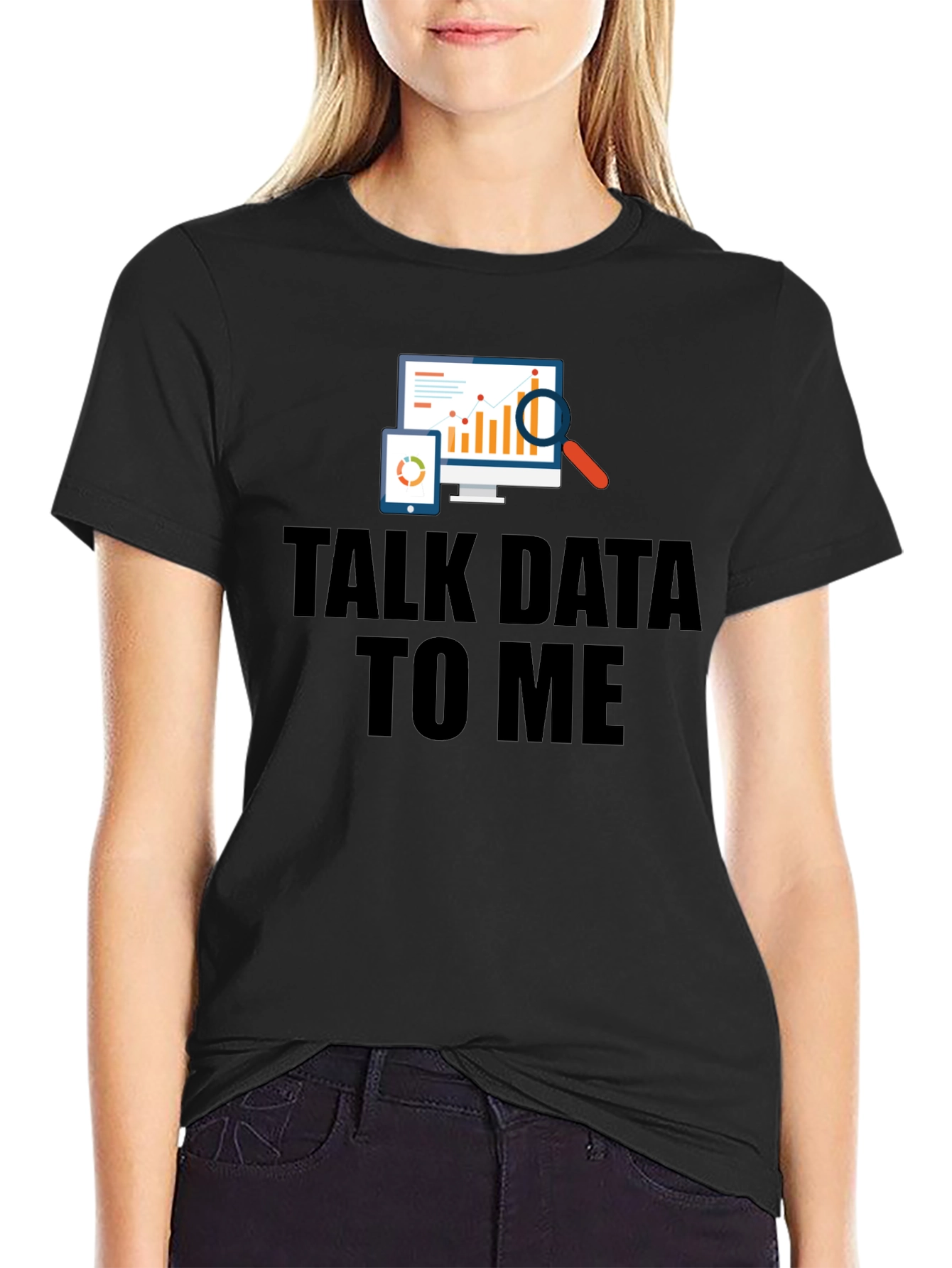 Talk Data To Me Black Graphic T-Shirt