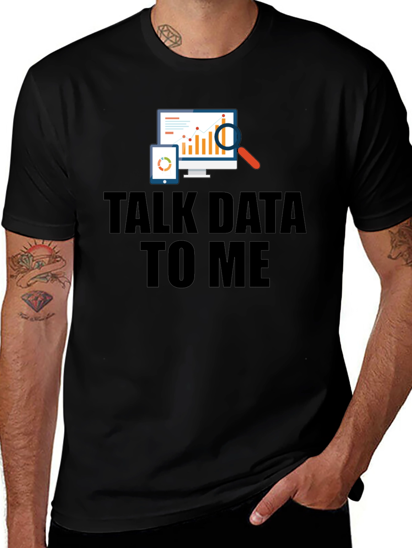 Talk Data To Me Black Graphic T-Shirt