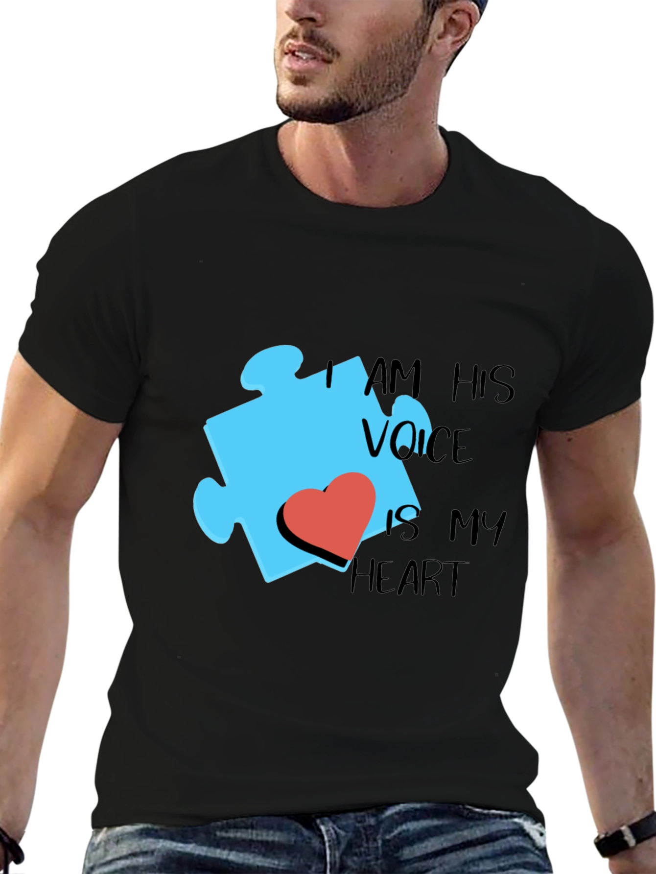 Autism Awareness Puzzle Piece Heart Graphic Tee