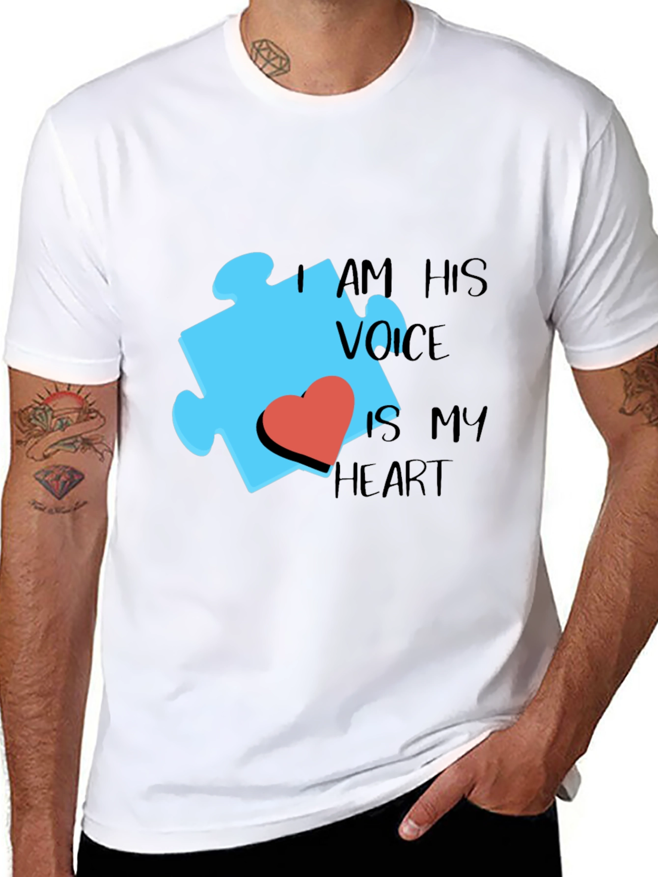 Autism Awareness Puzzle Piece Heart Graphic Tee