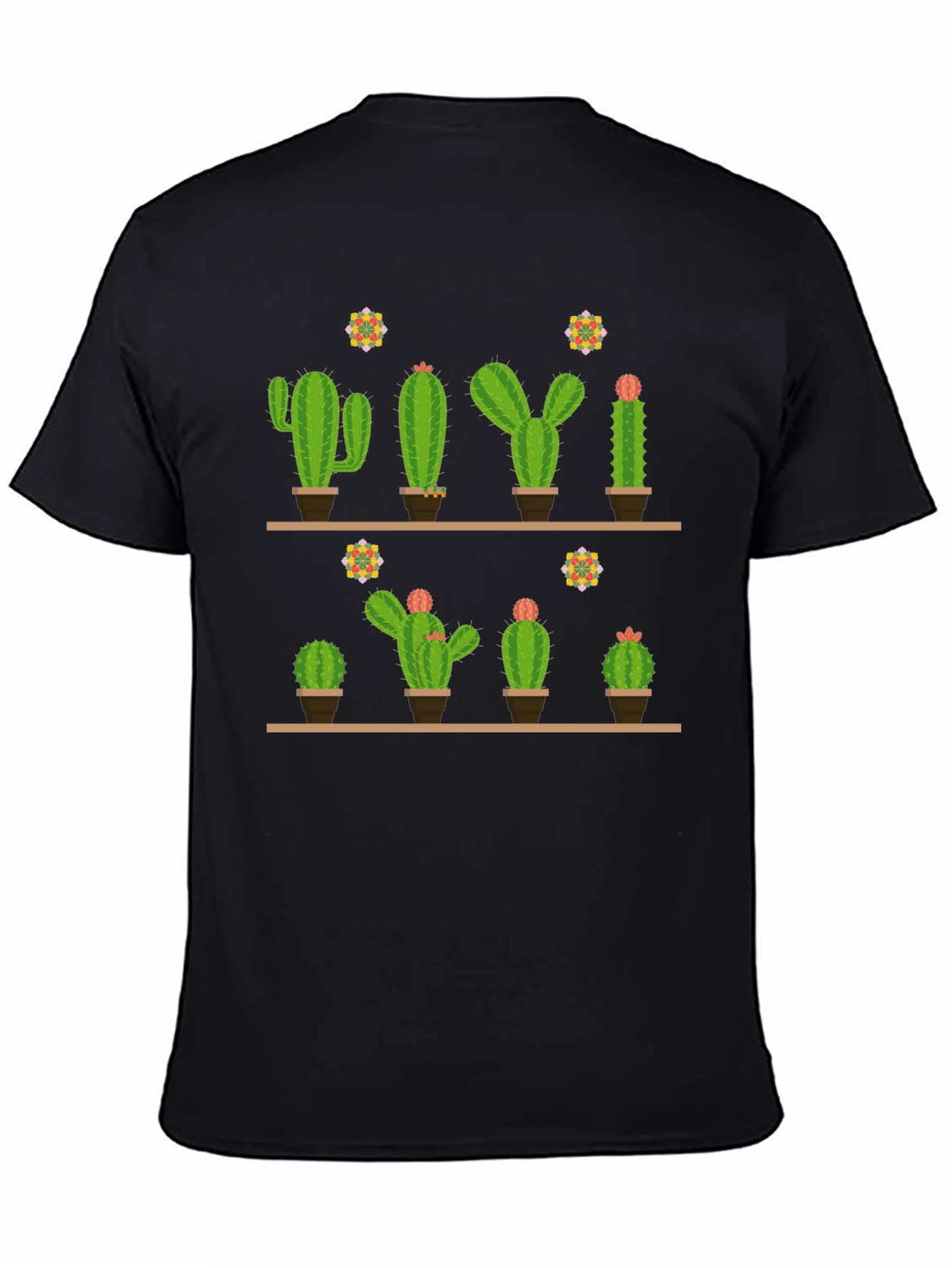 Cactus Print Black T-Shirt