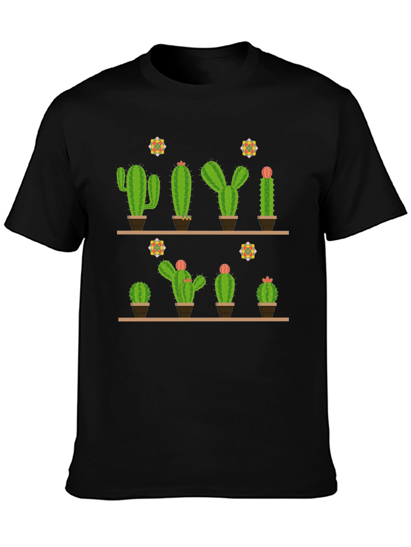 Cactus Print Black T-Shirt