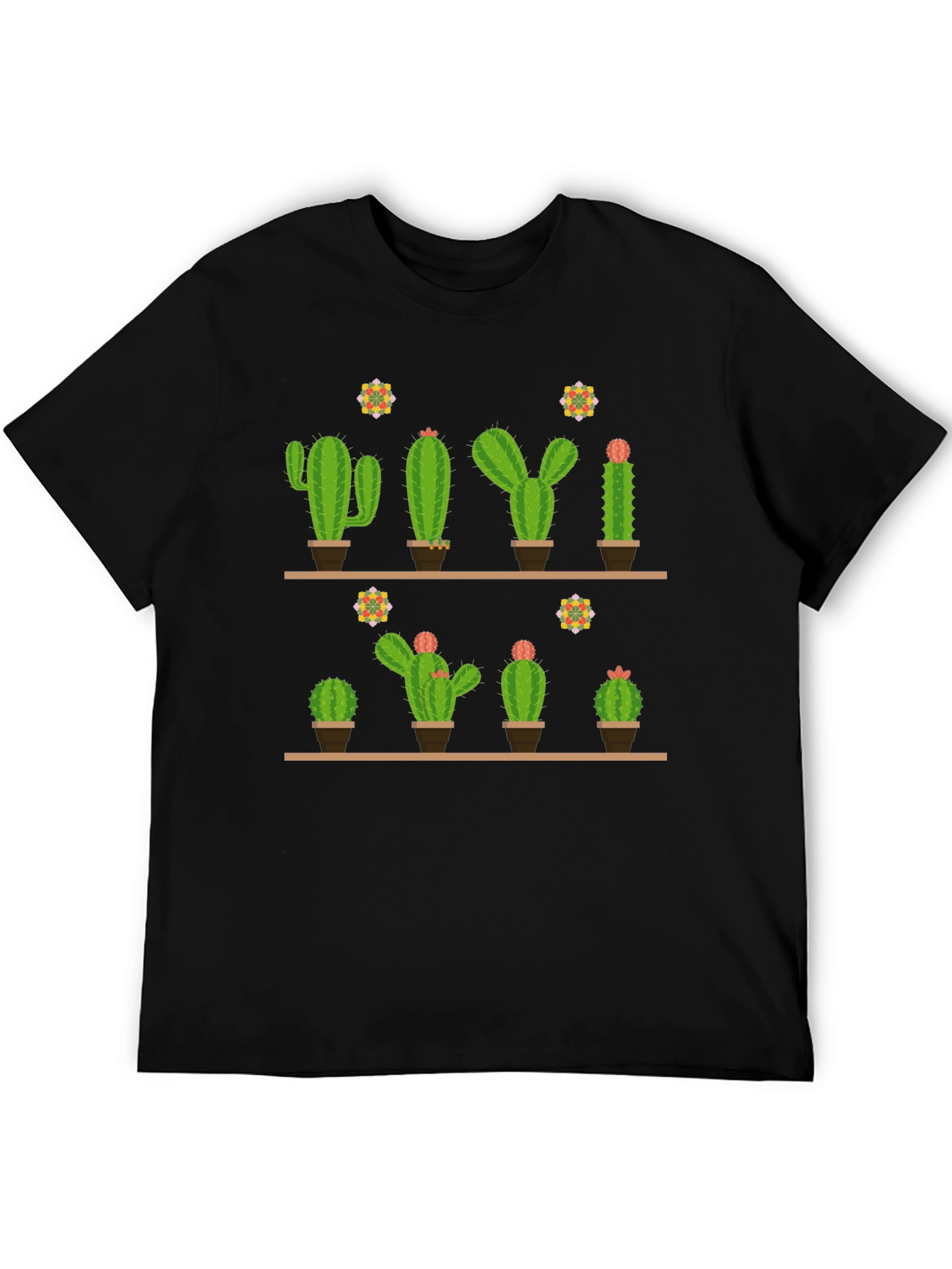 Cactus Print Black T-Shirt