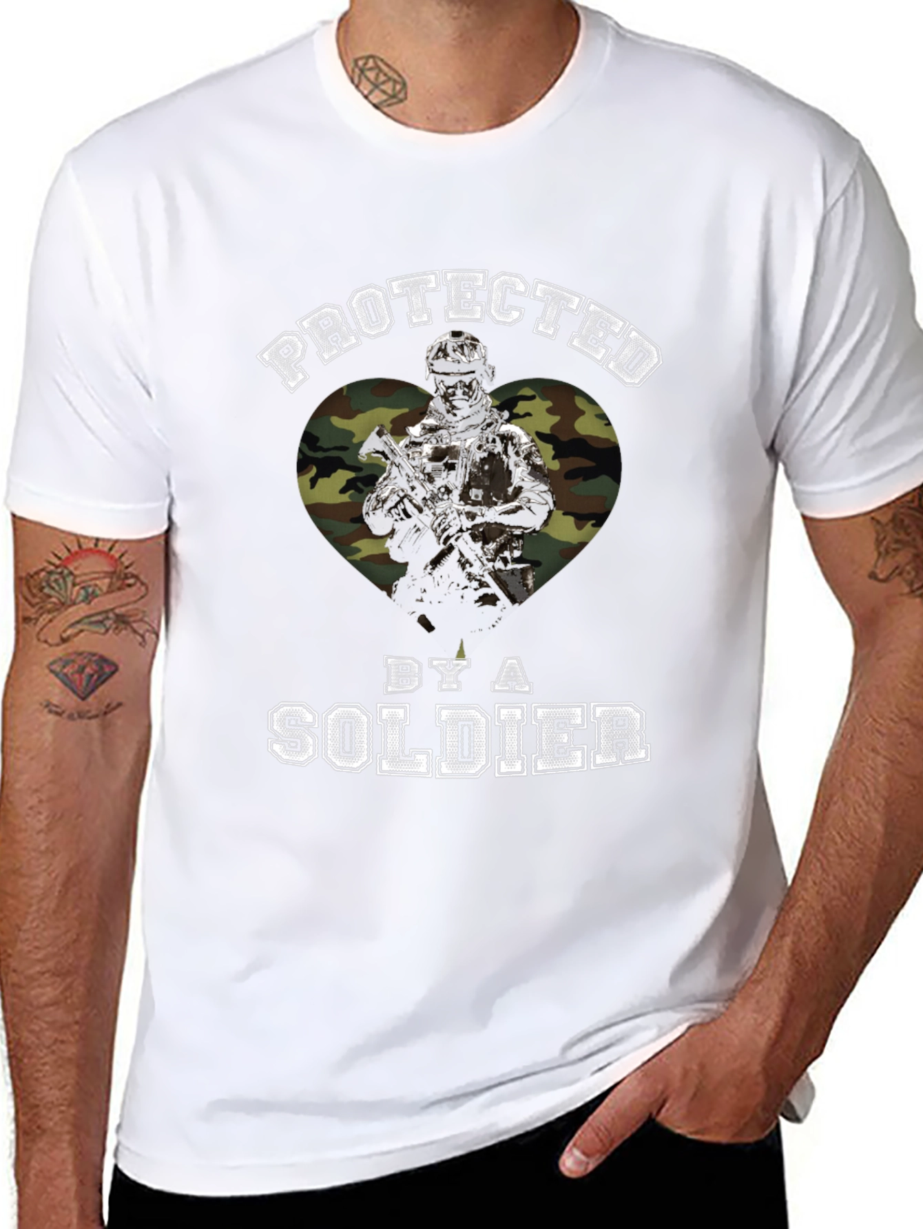 Protected by a Soldier Graphic T-Shirt