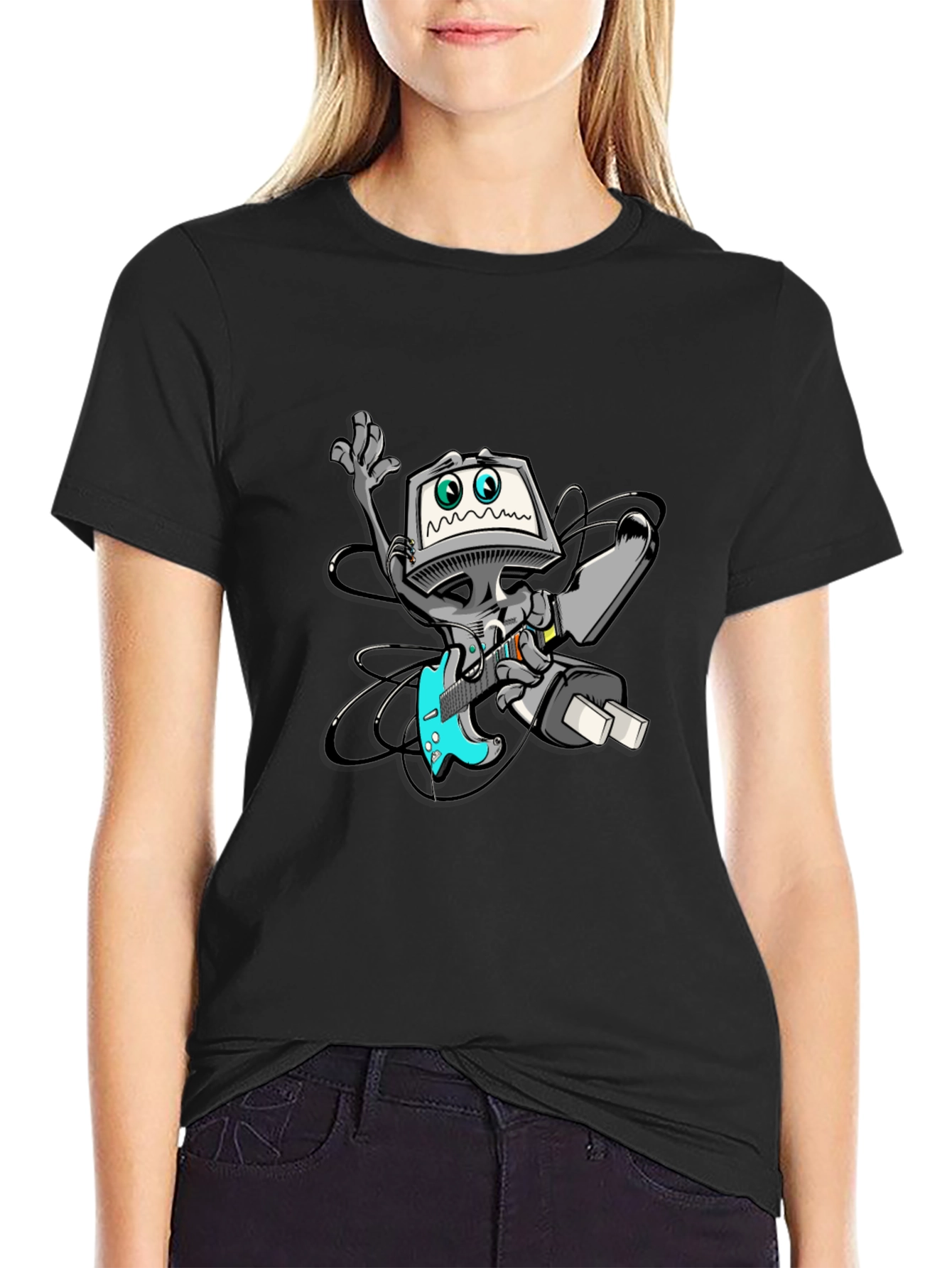 Robot Graphic Black T-Shirt
