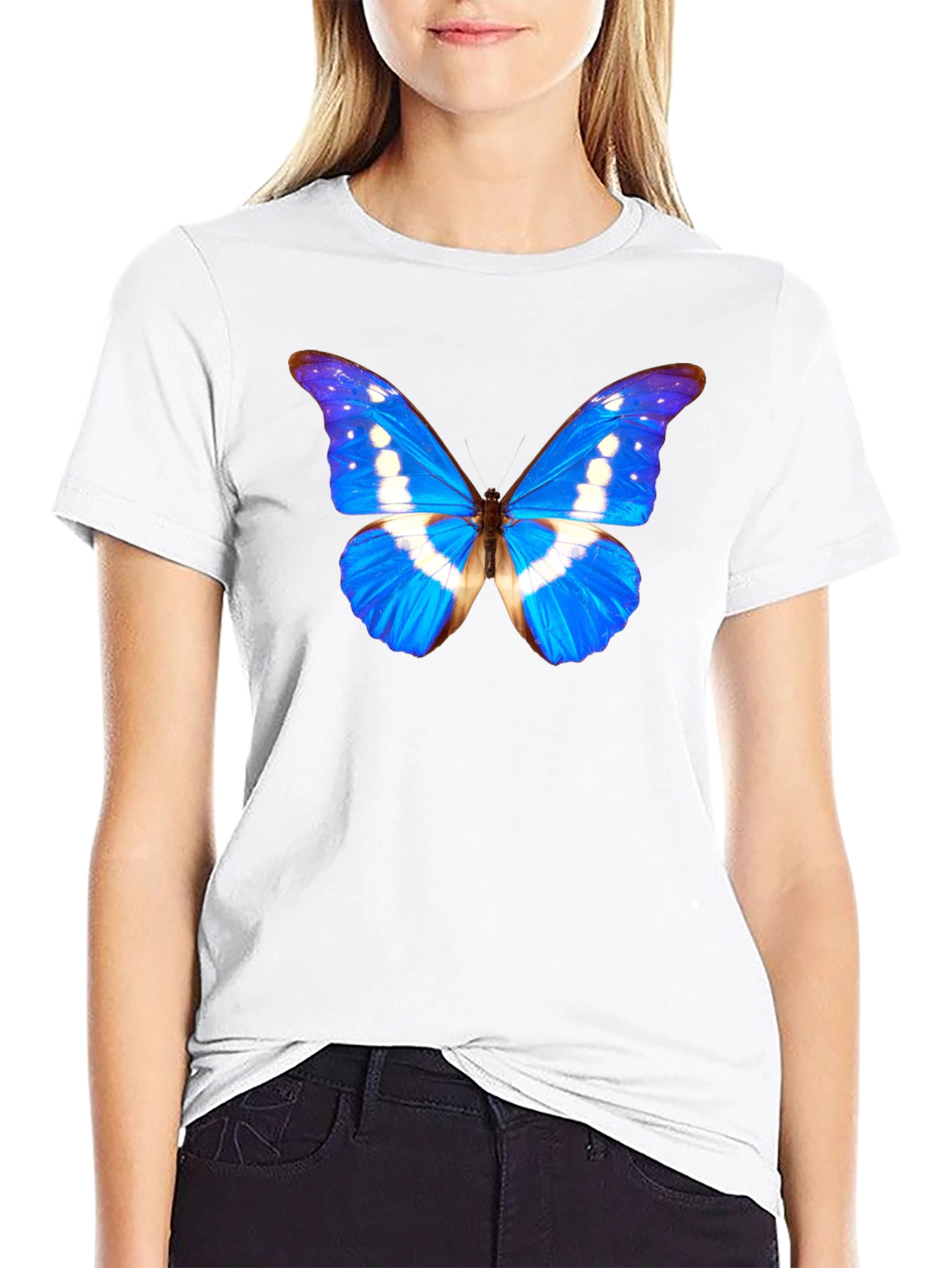 Butterfly Graphic T-Shirt - Vibrant Blue Insect Tee