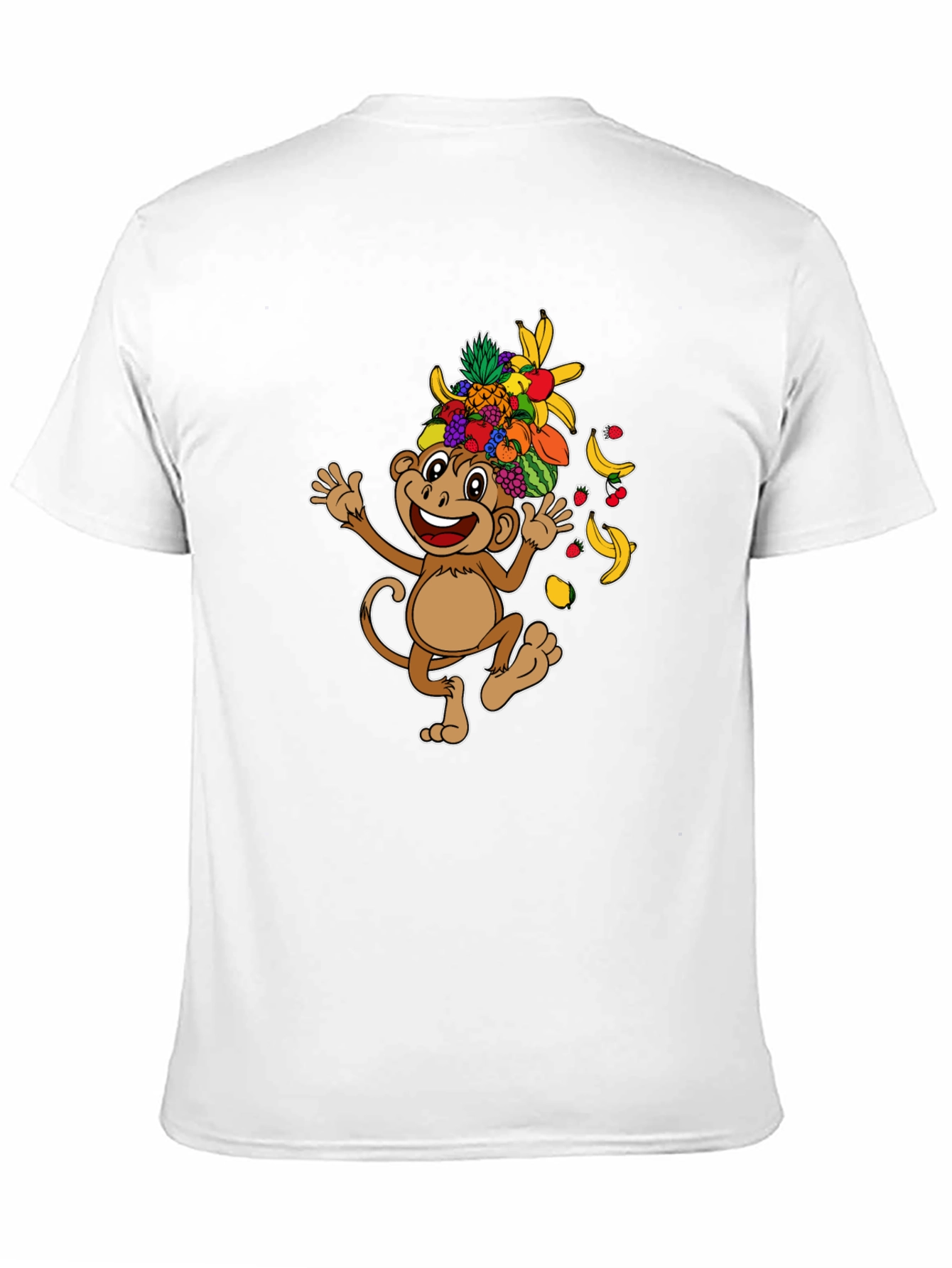 Fun Monkey Fruit Head T-Shirt - Black Cotton Tee