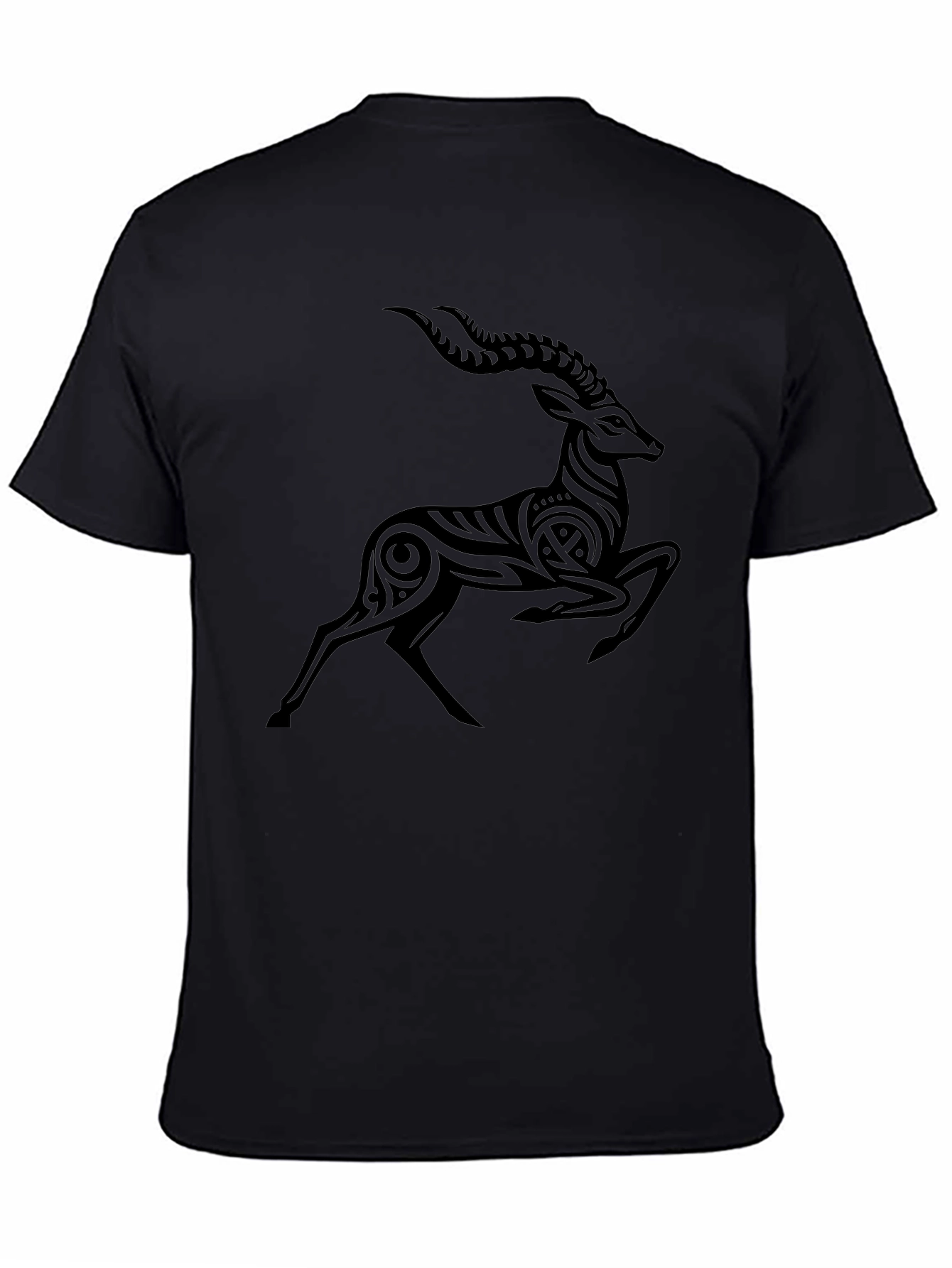 Tribal Antelope Graphic Black T-Shirt