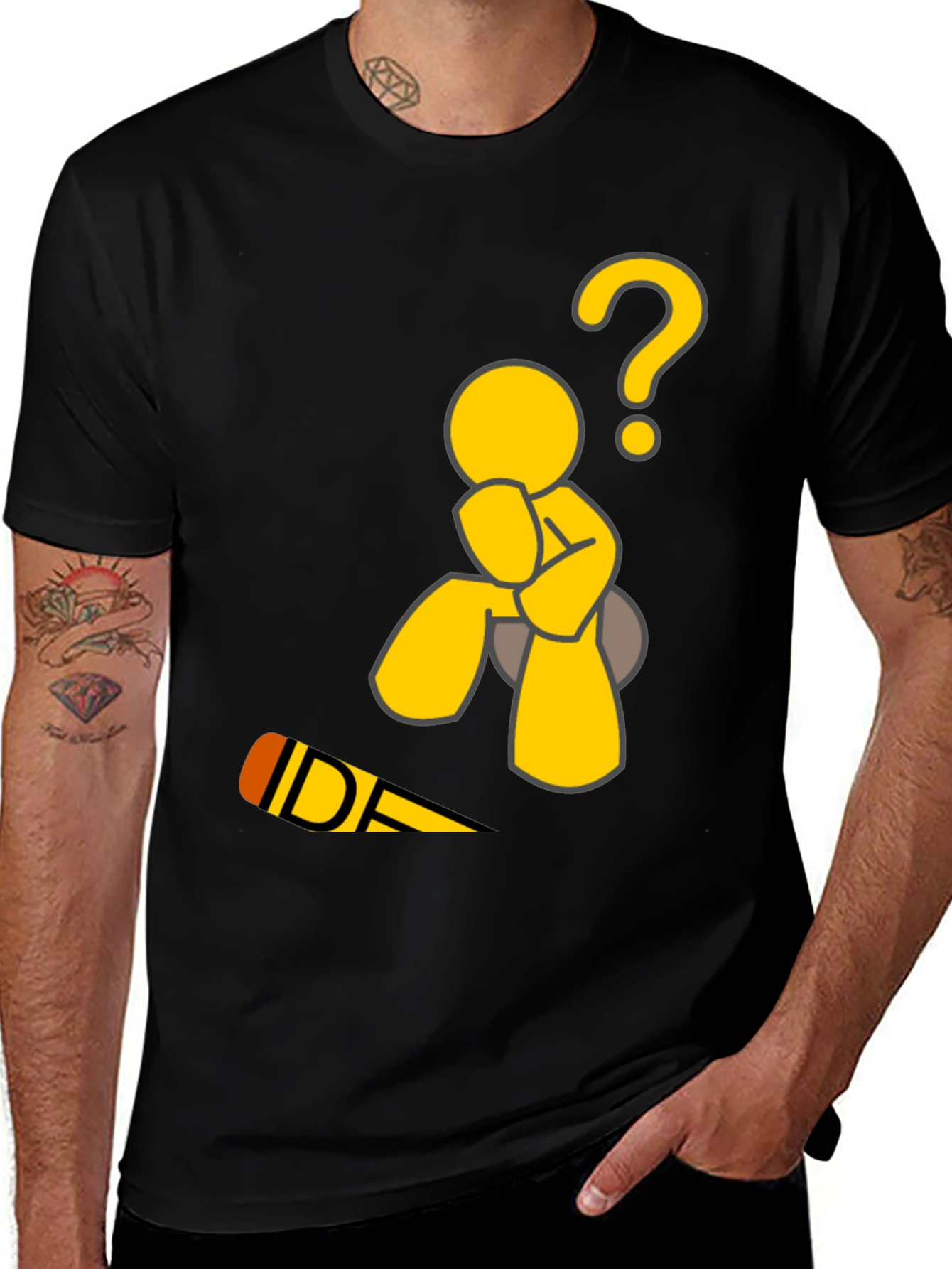 Thinking Man Graphic Tee - Black Cotton