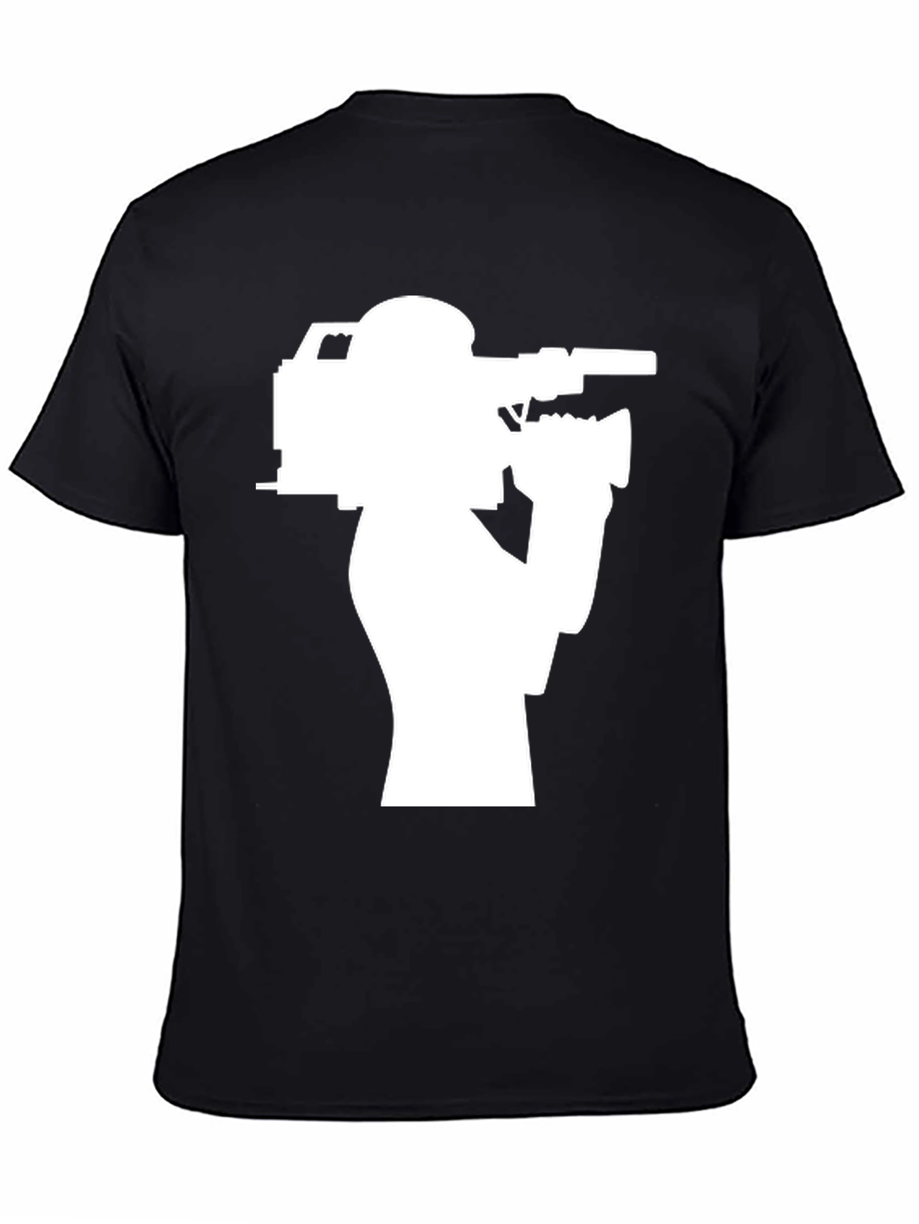 Cameraman Silhouette T-Shirt - Black Crew Neck