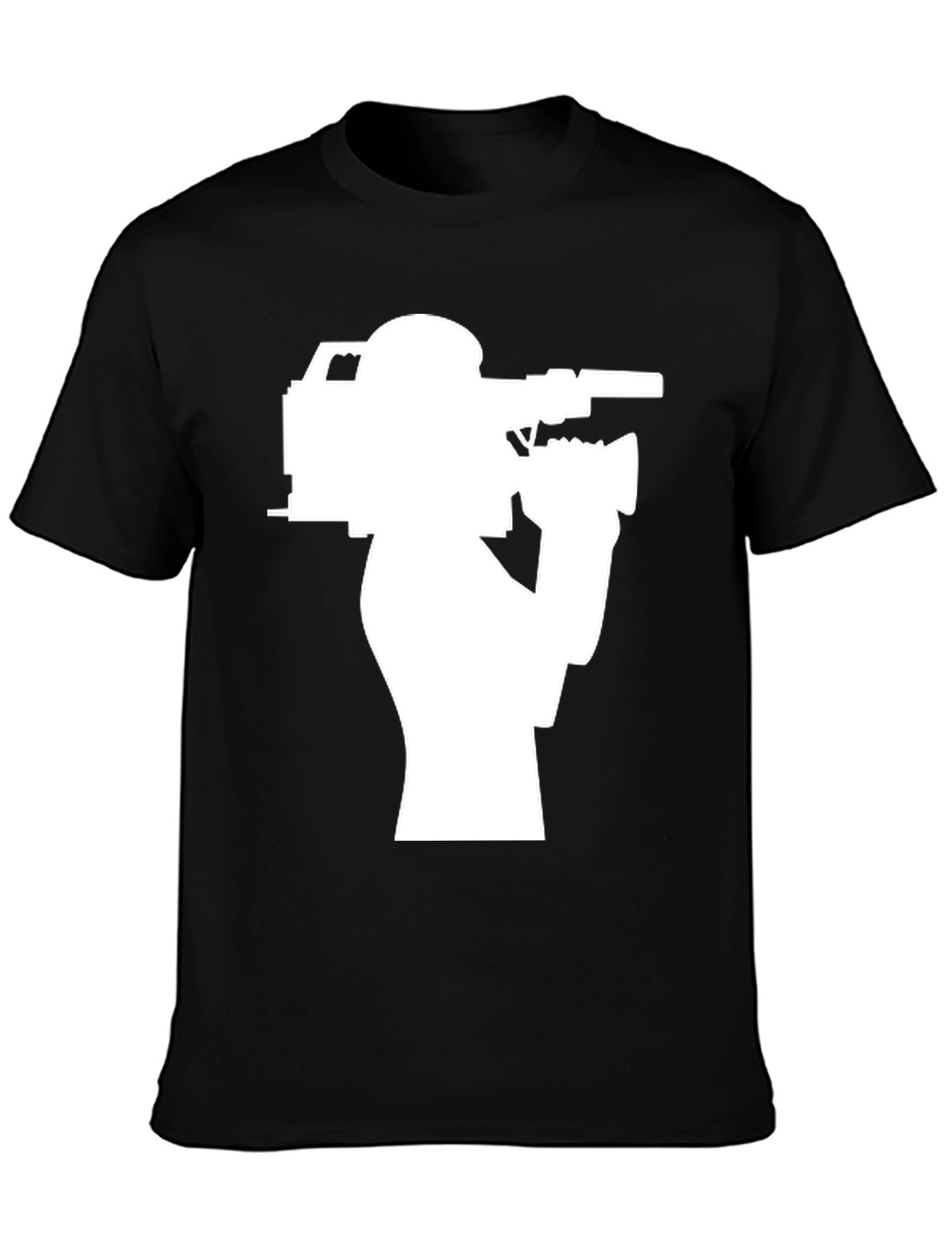 Cameraman Silhouette T-Shirt - Black Crew Neck