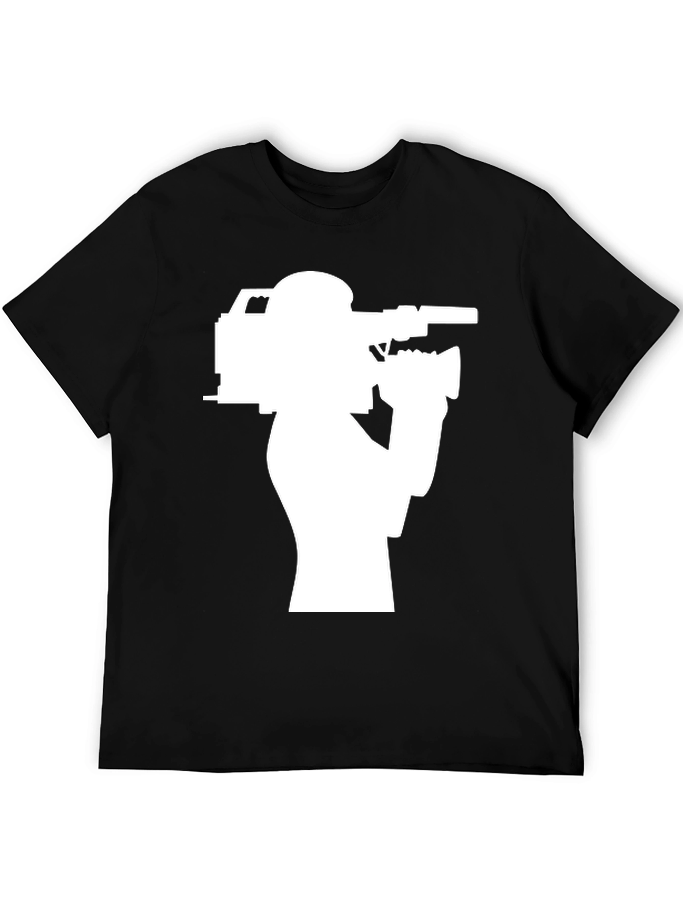 Cameraman Silhouette T-Shirt - Black Crew Neck