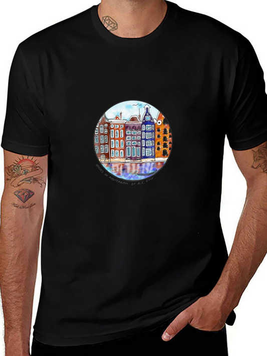 Amsterdam House T-Shirt | Unique Watercolor Design