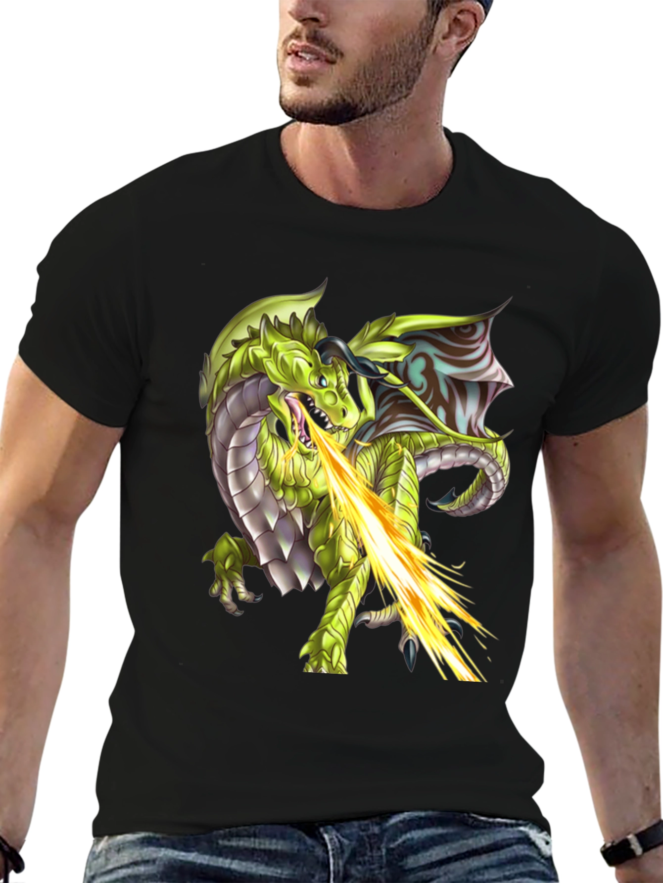 Dragon Fire Graphic T-Shirt - Black