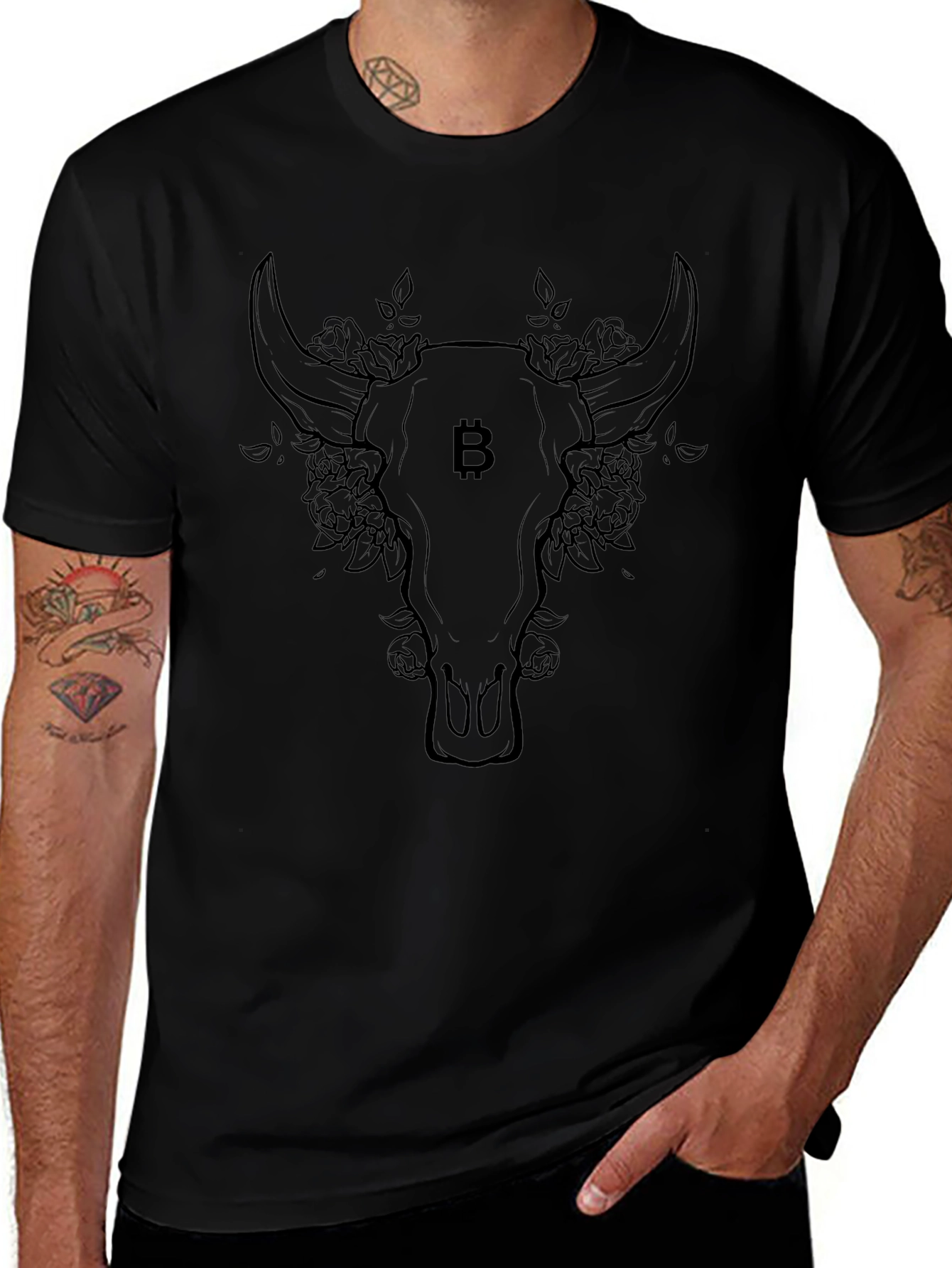 Bitcoin Bull Skull Graphic Tee - Crypto Fashion